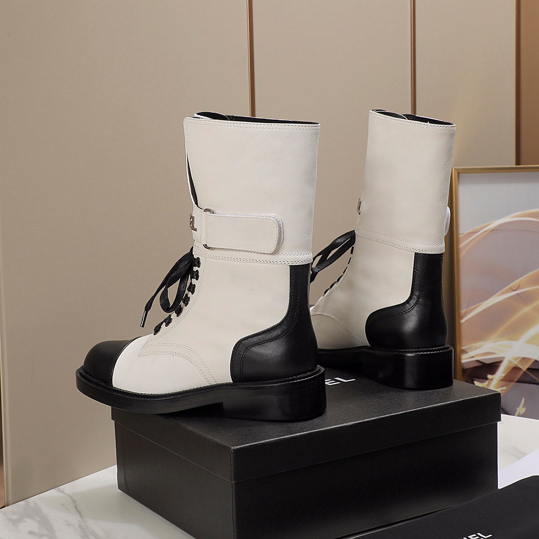 CC 26s Combat Boots White Black Leather 194070