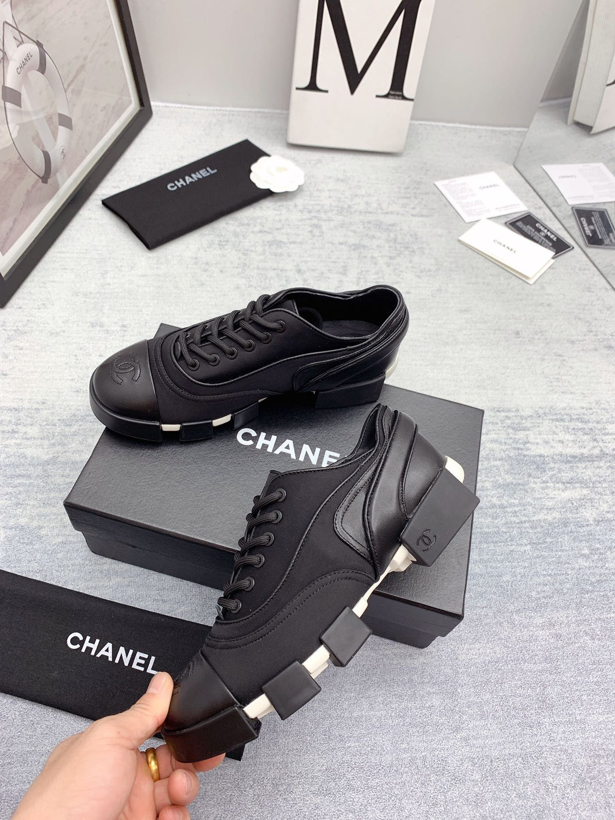 CC 26s Low Top Sneakers 4cm Black Black Canvas 162988