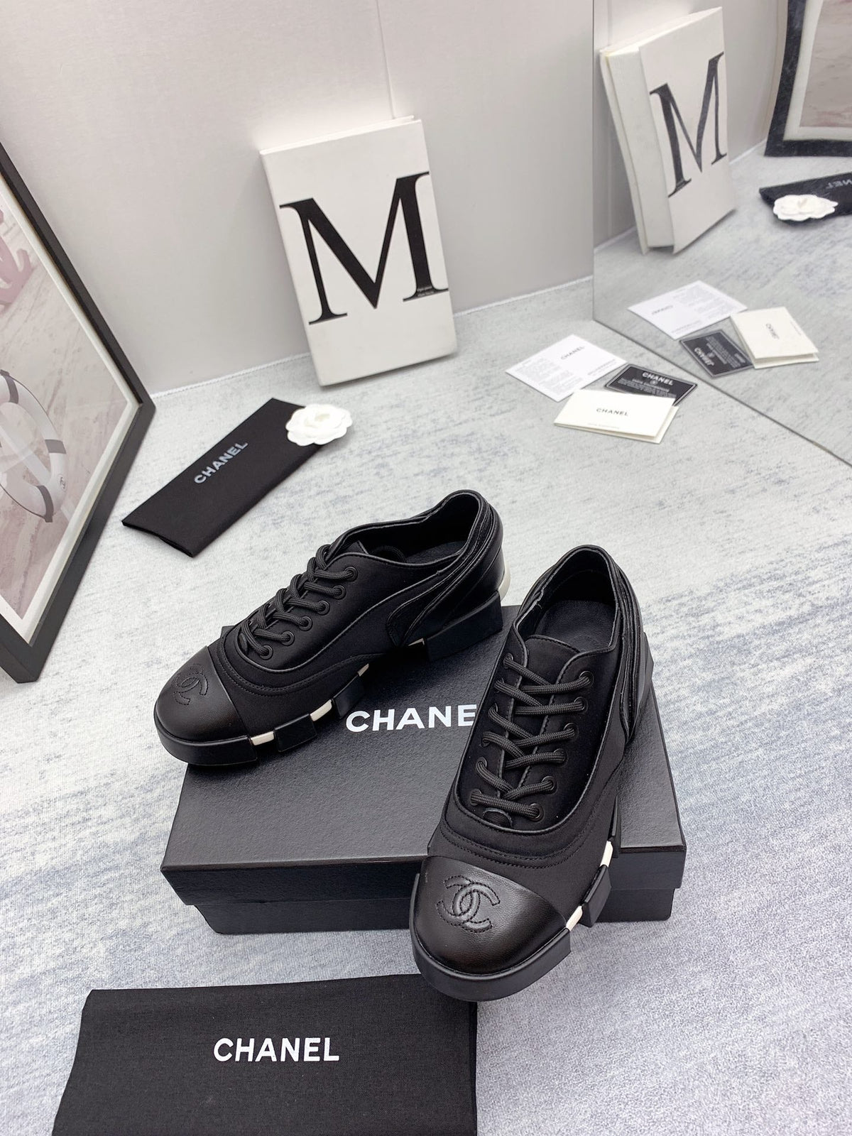 CC 26s Low Top Sneakers 4cm Black Black Canvas 162988