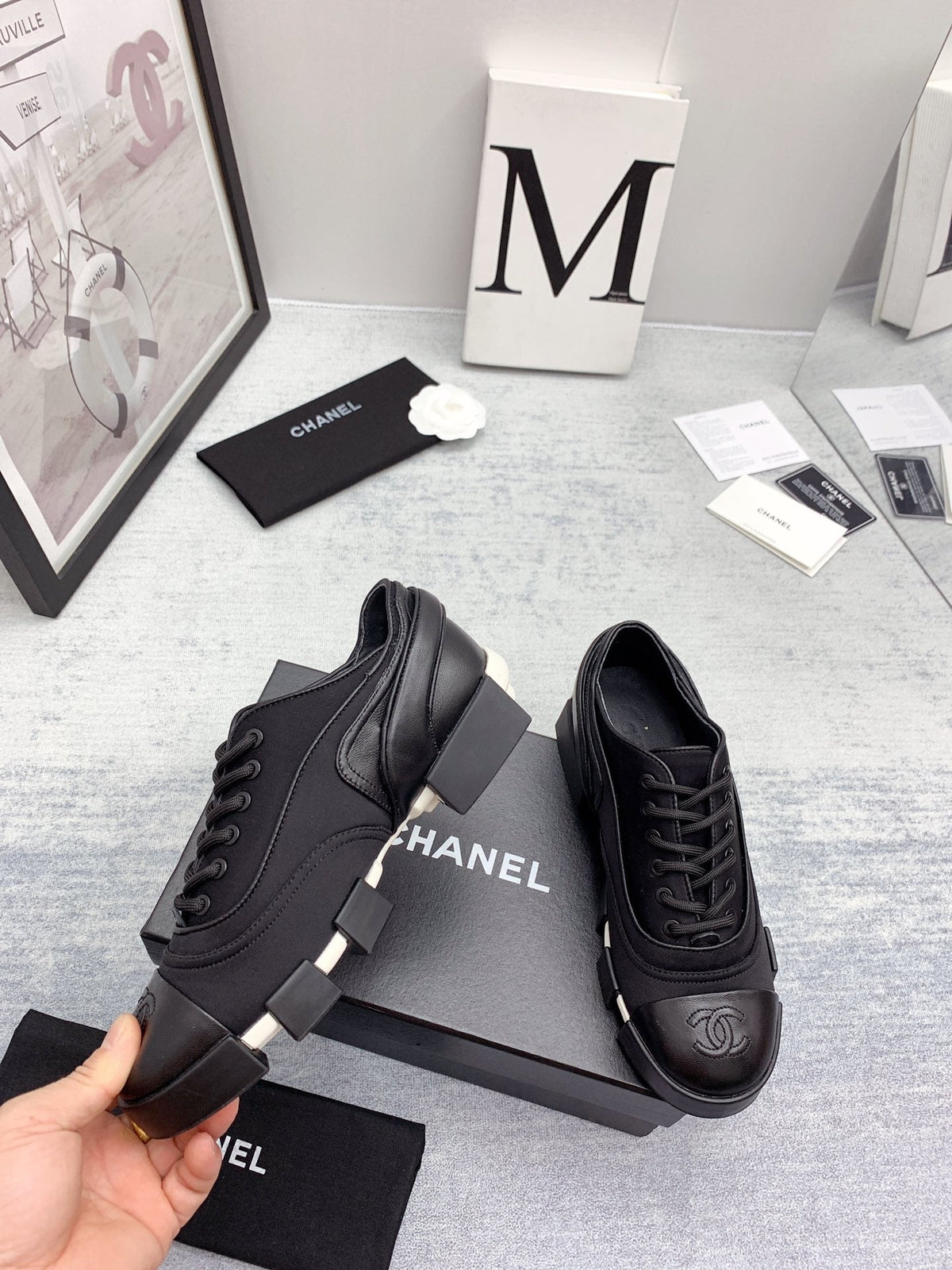 CC 26s Low Top Sneakers 4cm Black Black Canvas 162988