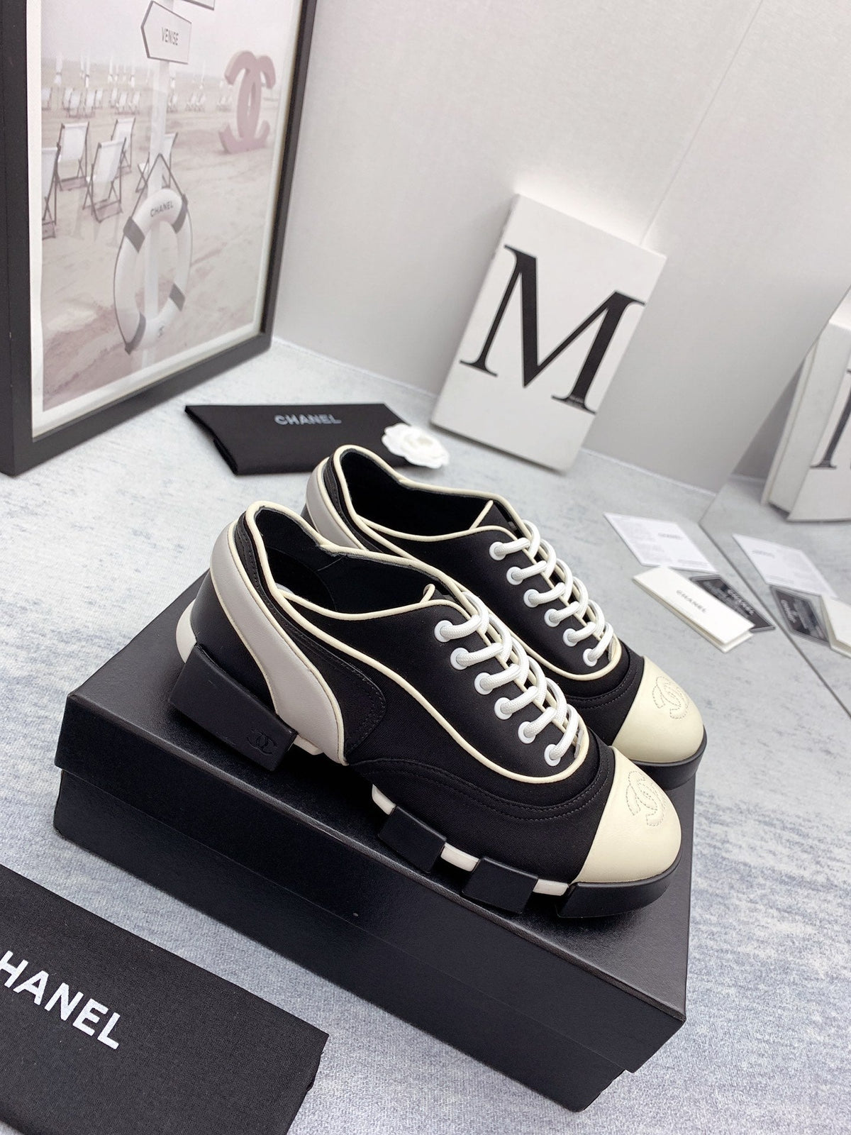 CC 26s Low Top Sneakers 4cm Black White Canvas 162989