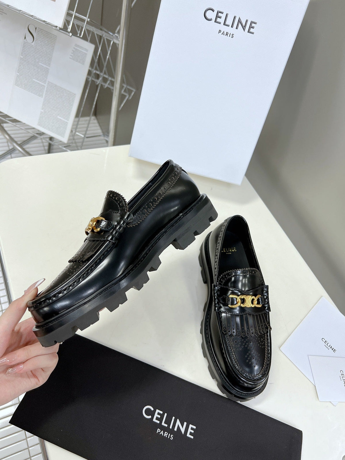 CE 26s Margaret Loafers 3.5cm Black Leather 131452