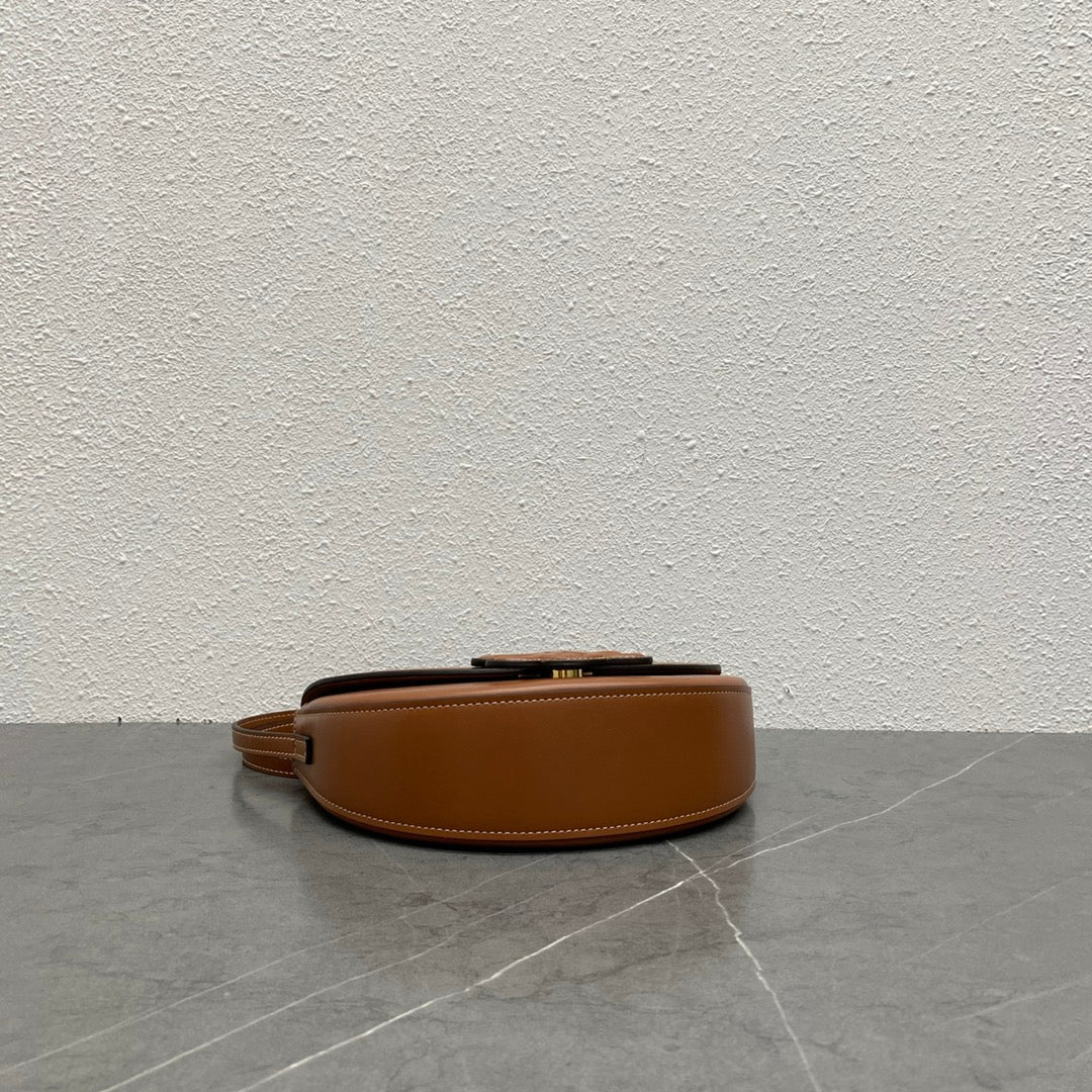 Celine Besace Cuir Bag Triomphe Brown Calfskin