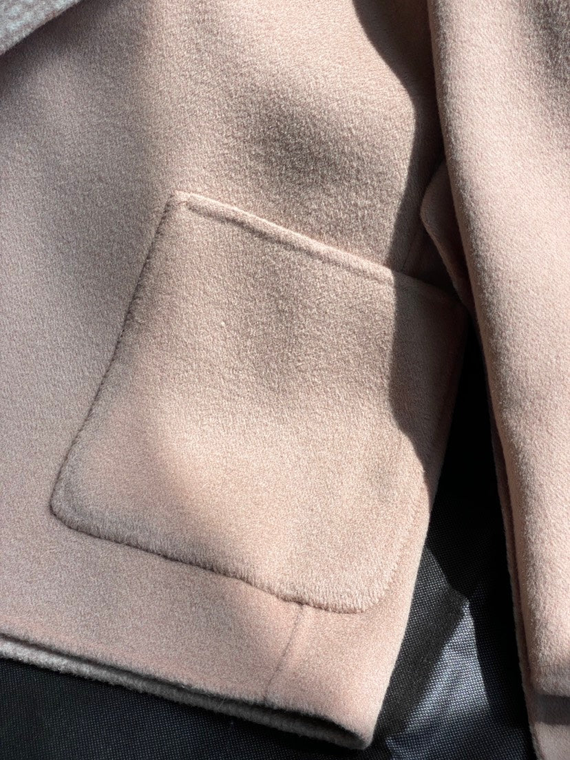 CD 26s Hooded Short Wool Coat Beige Oblique Wool 429305