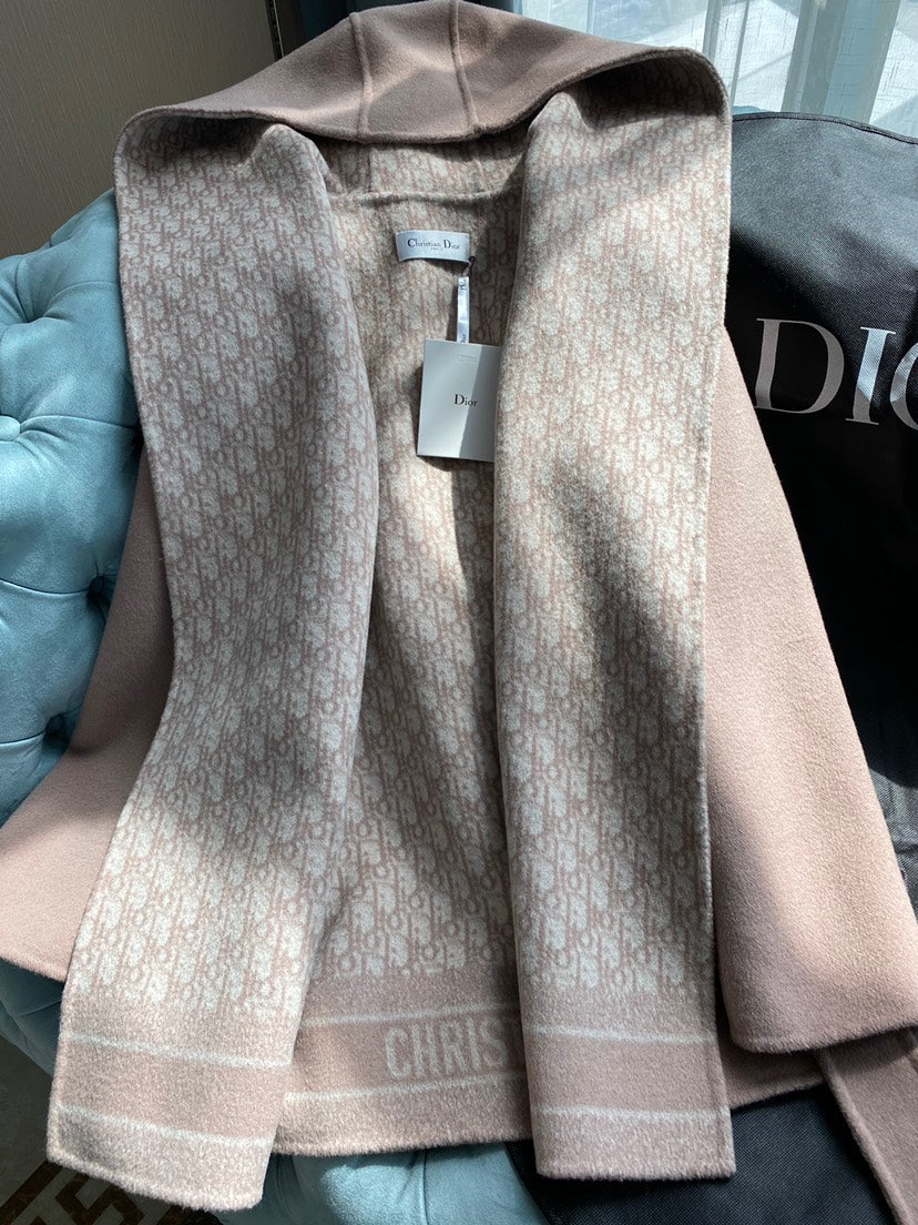 CD 26s Hooded Short Wool Coat Beige Oblique Wool 429305