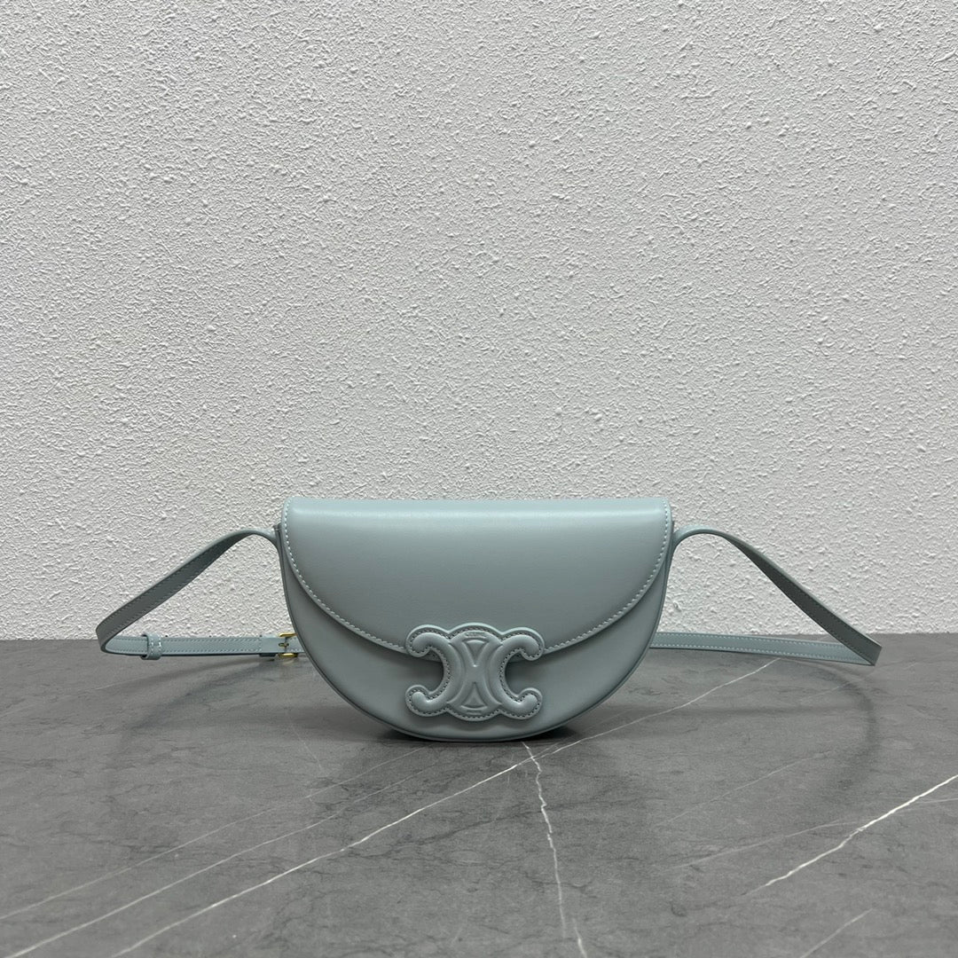 Celine Besace Cuir Bag Triomphe Grey-Blue Calfskin