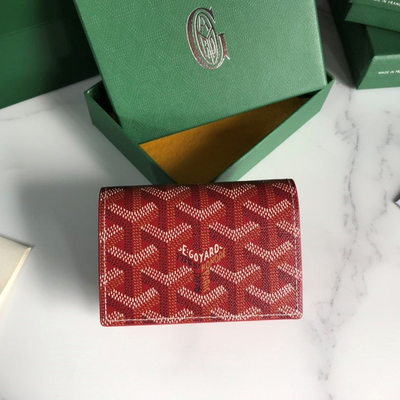 Goyard Malesherbes Card Wallet 10cm Red Canvas & Calfskin