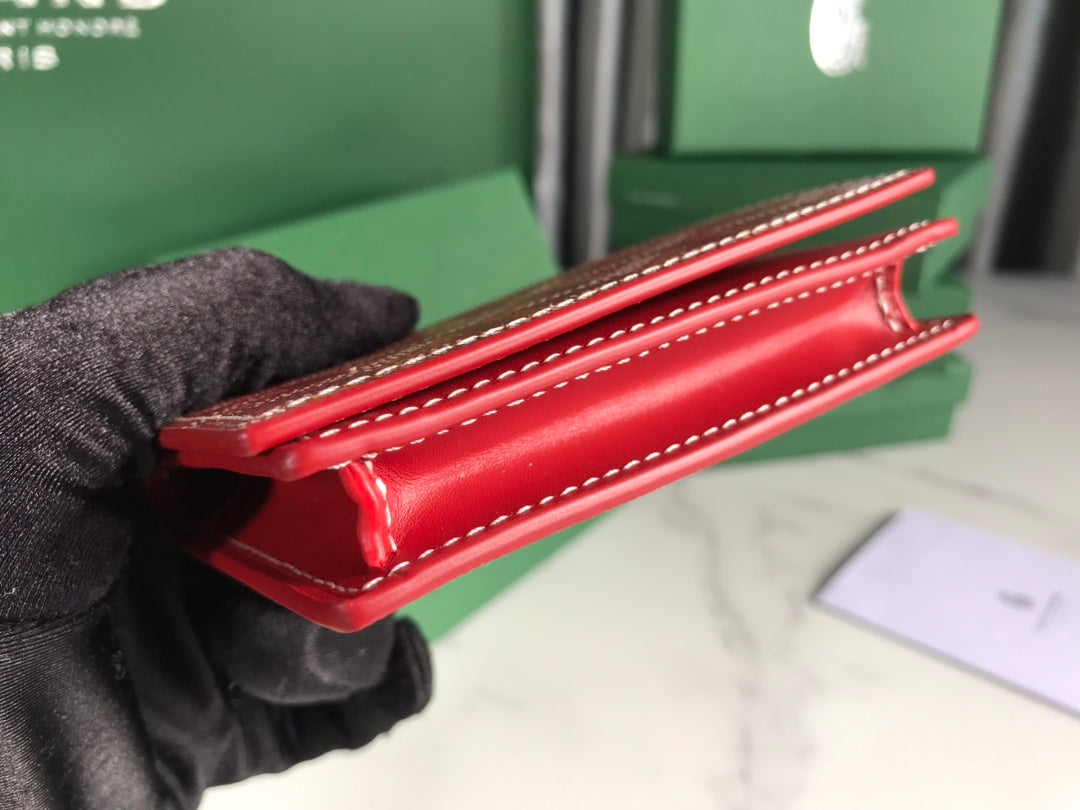 Goyard Malesherbes Card Wallet 10cm Red Canvas & Calfskin