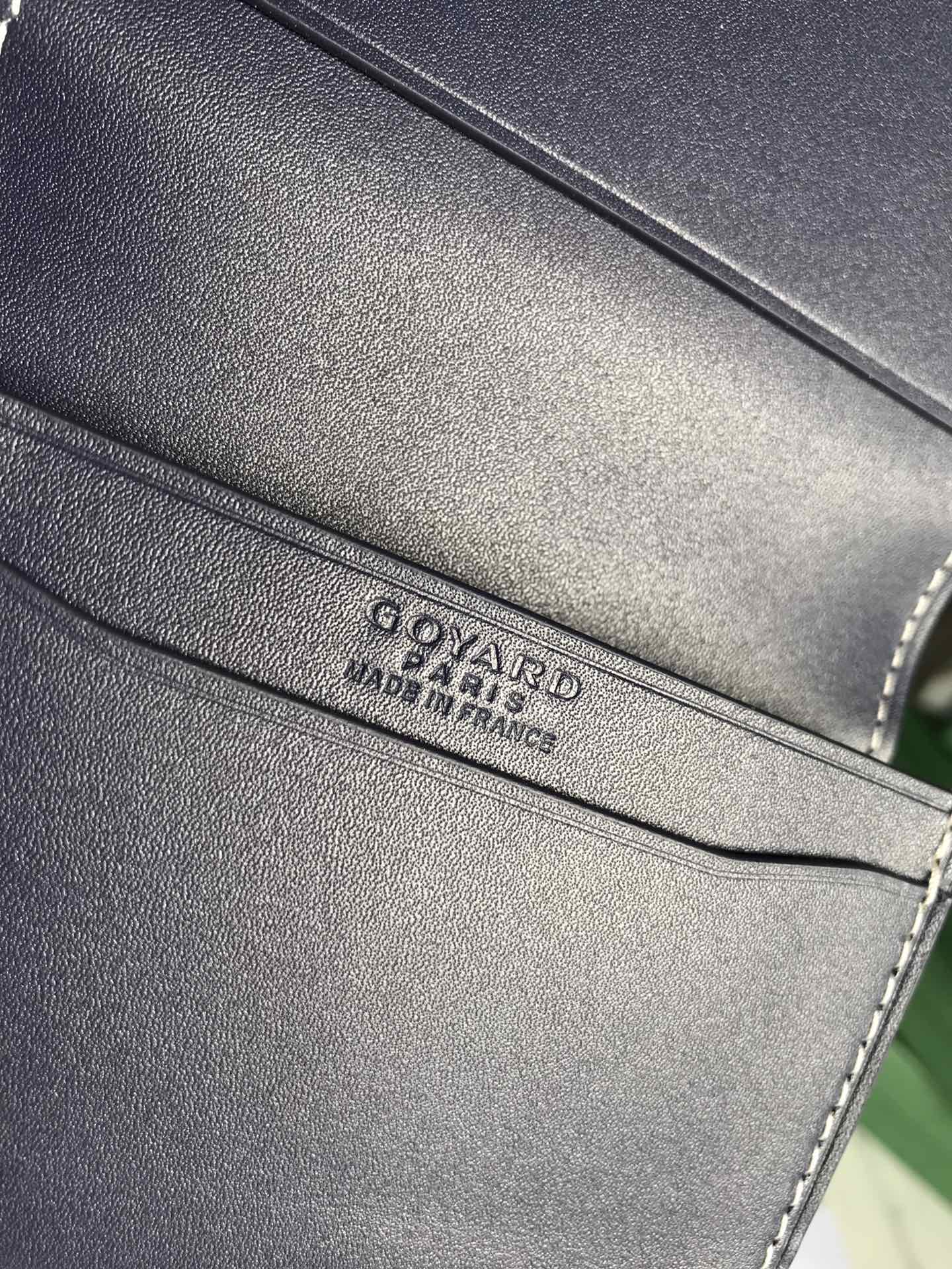 Goyard Malesherbes Card Wallet 10cm Navy Blue Canvas & Calfskin
