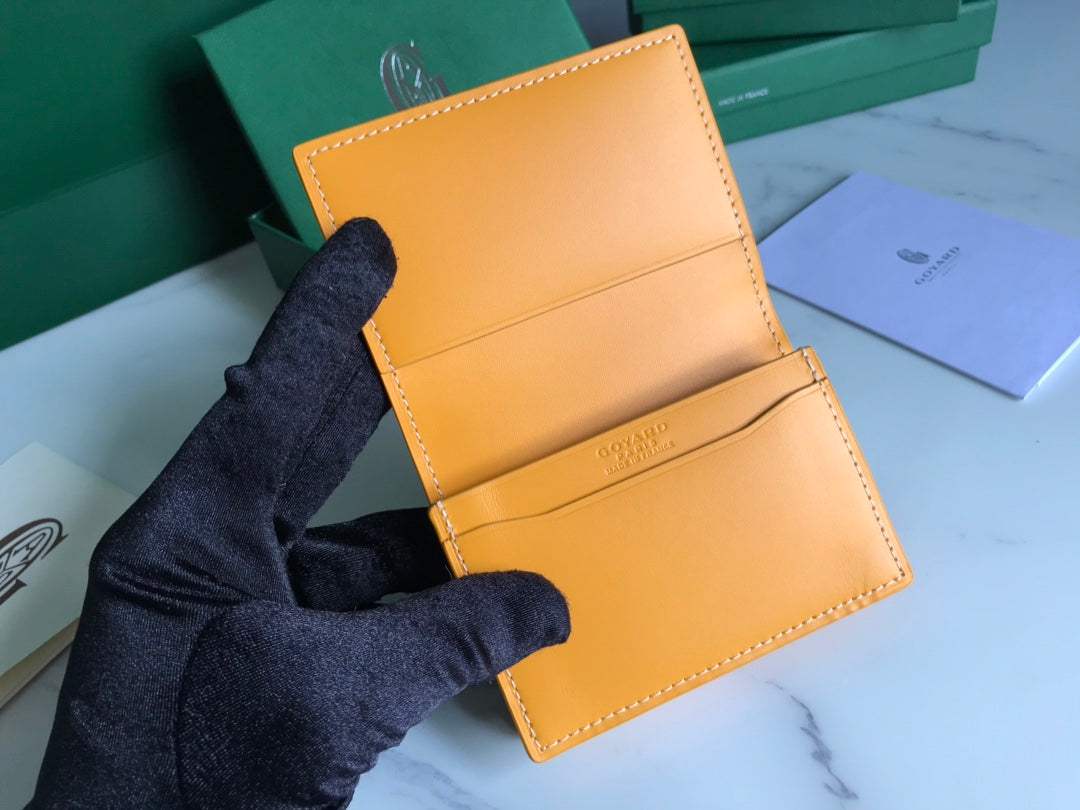 Goyard Malesherbes Card Wallet 10cm Yellow Canvas & Calfskin