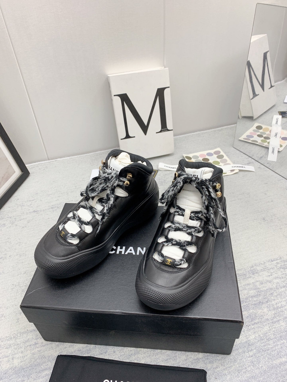 CC 26s High Top Sneakers 5cm Black Black Leather 163043