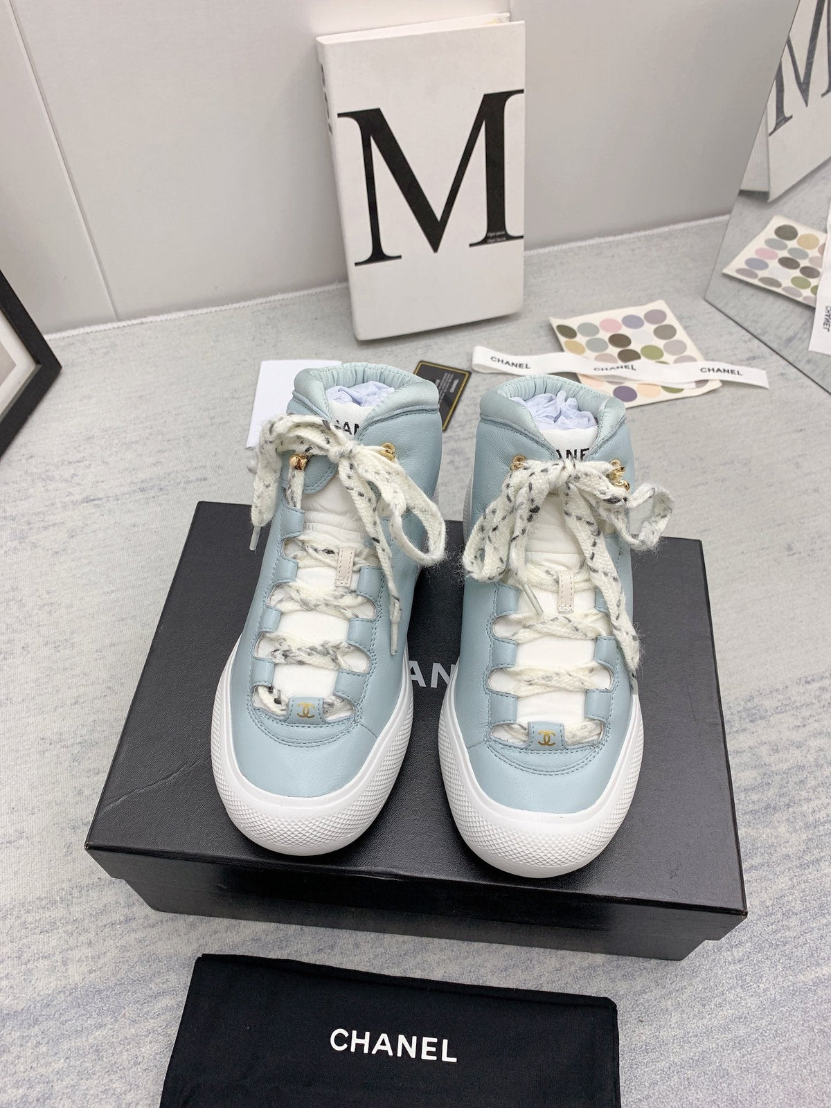 CC 26s High Top Sneakers 5cm Light Blue Leather 163044