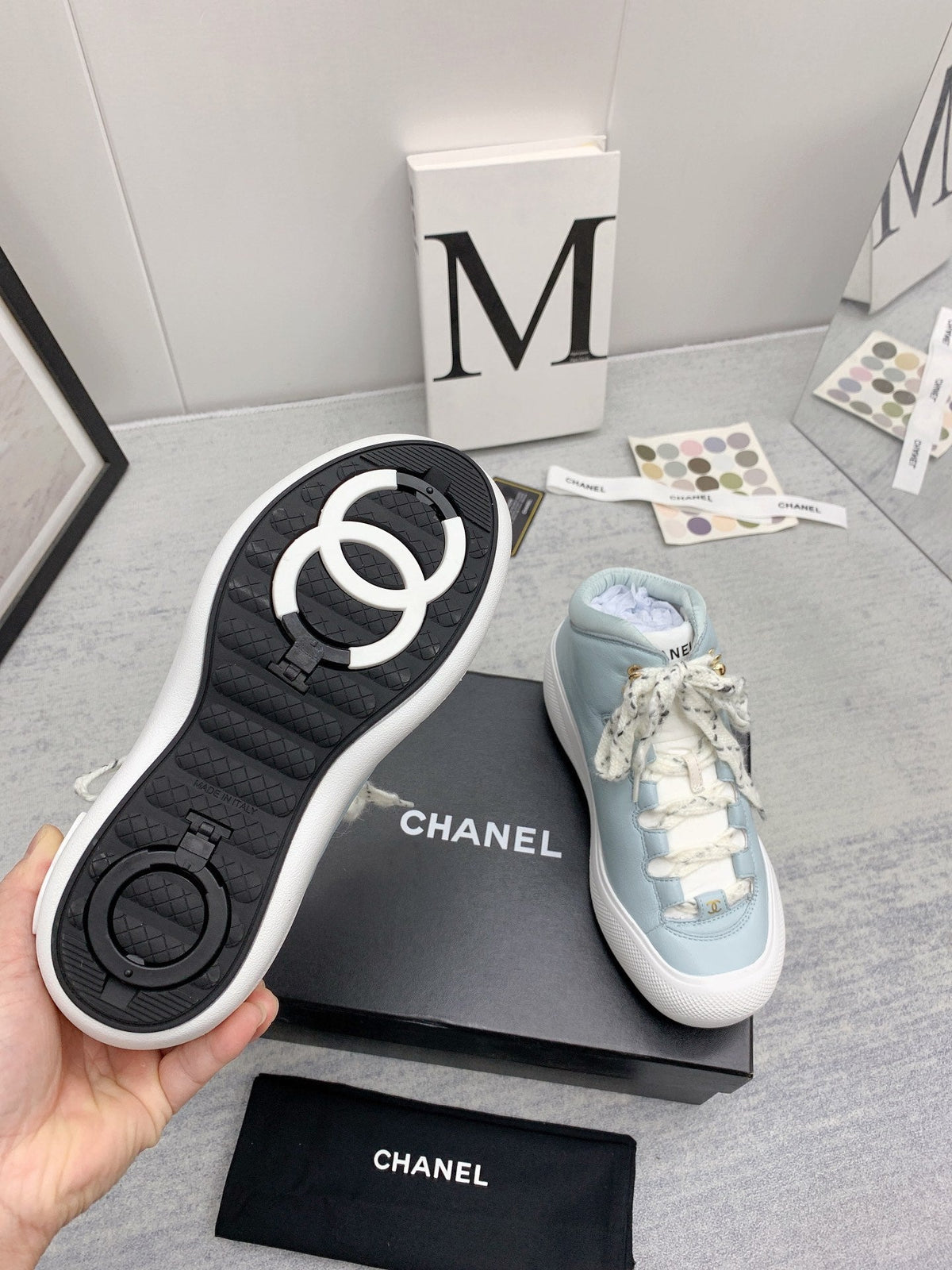 CC 26s High Top Sneakers 5cm Light Blue Leather 163044