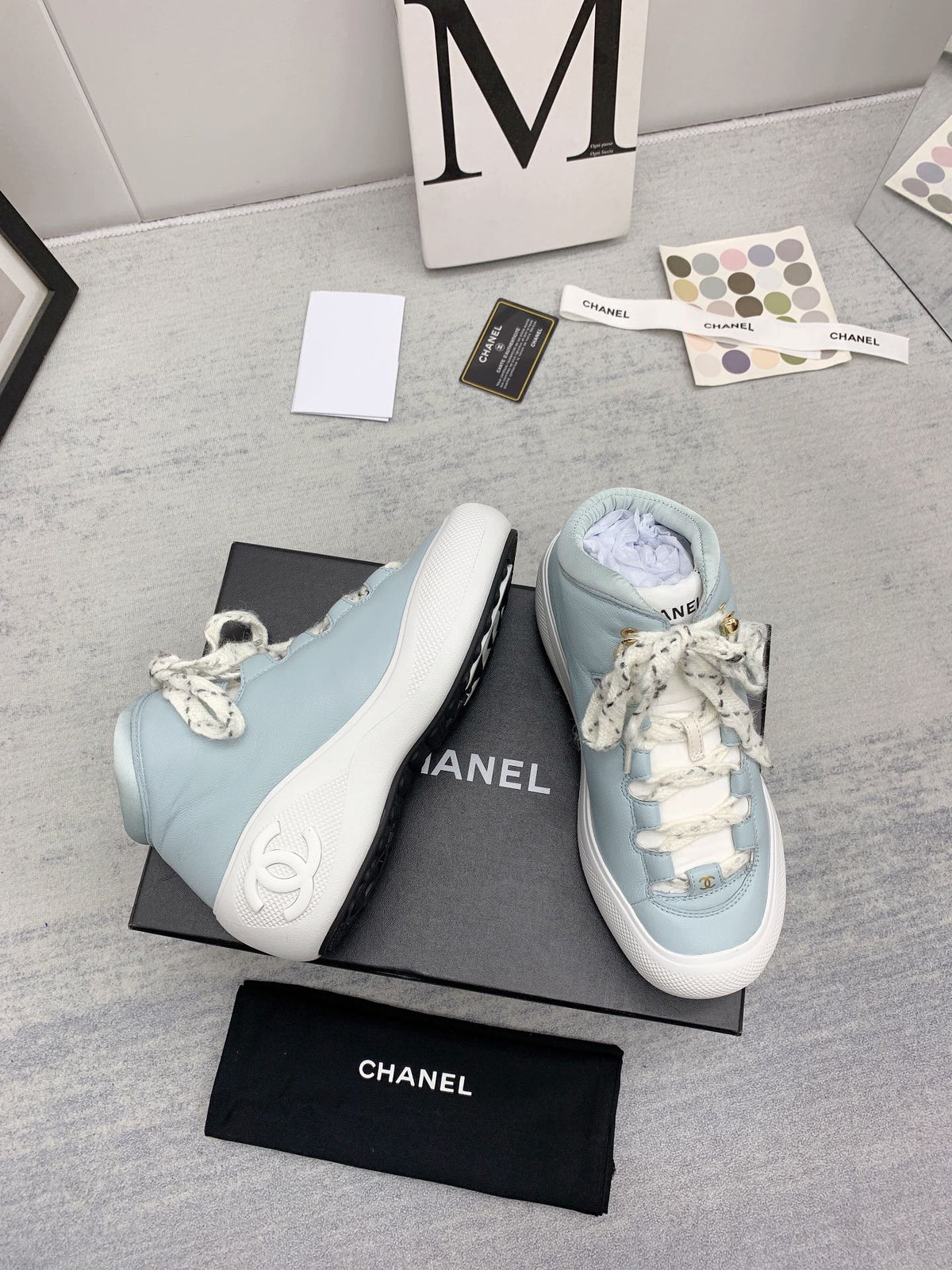 CC 26s High Top Sneakers 5cm Light Blue Leather 163044