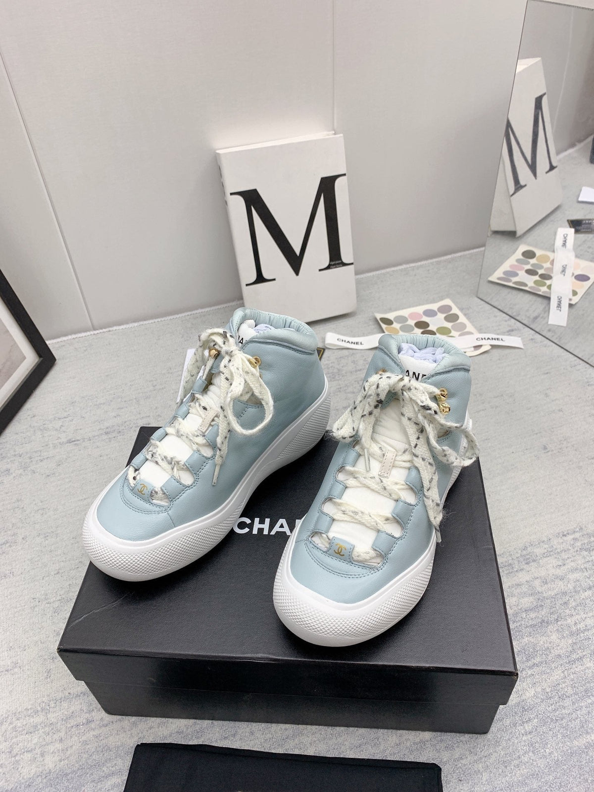 CC 26s High Top Sneakers 5cm Light Blue Leather 163044