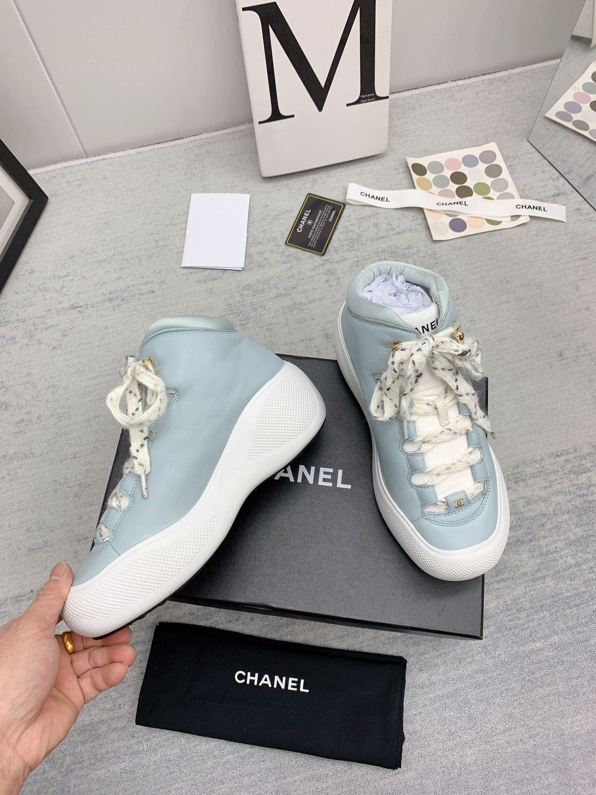 CC 26s High Top Sneakers 5cm Light Blue Leather 163044