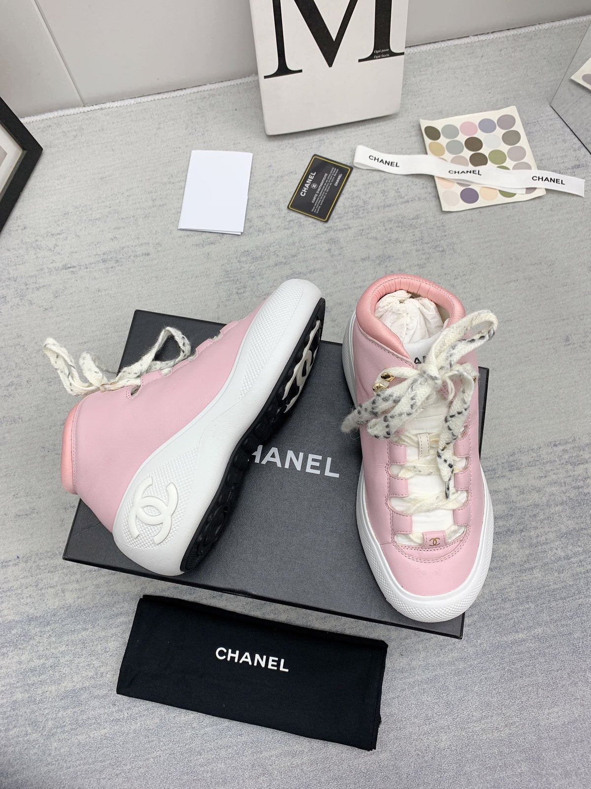 CC 26s High Top Sneakers 5cm Pink White Leather 163040