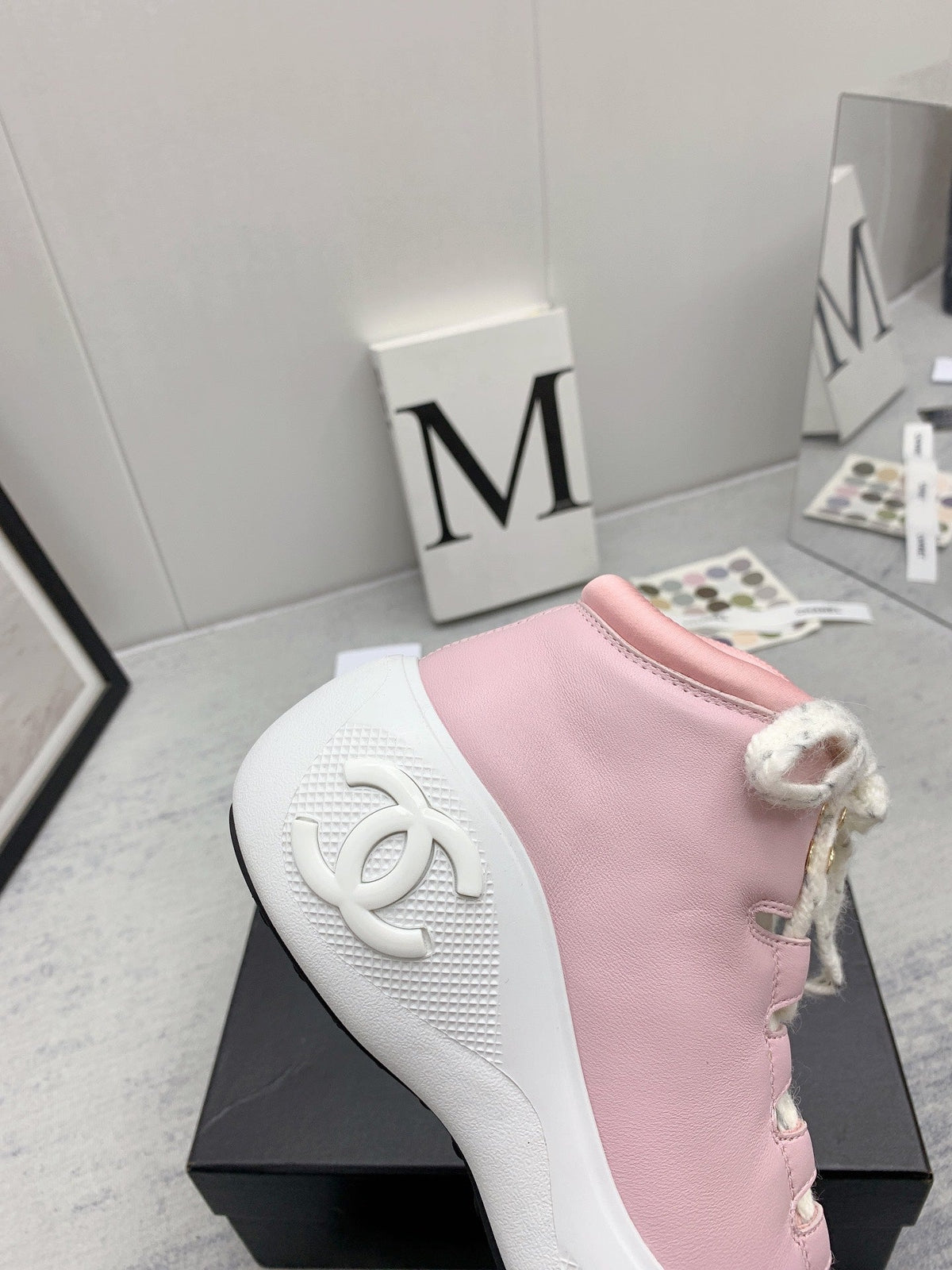 CC 26s High Top Sneakers 5cm Pink White Leather 163040