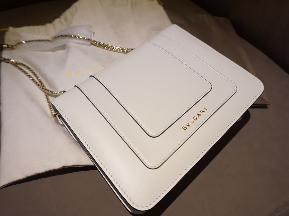 BVL Serpenti Forever Crossbody 20cm White Cafskin GHW 188634