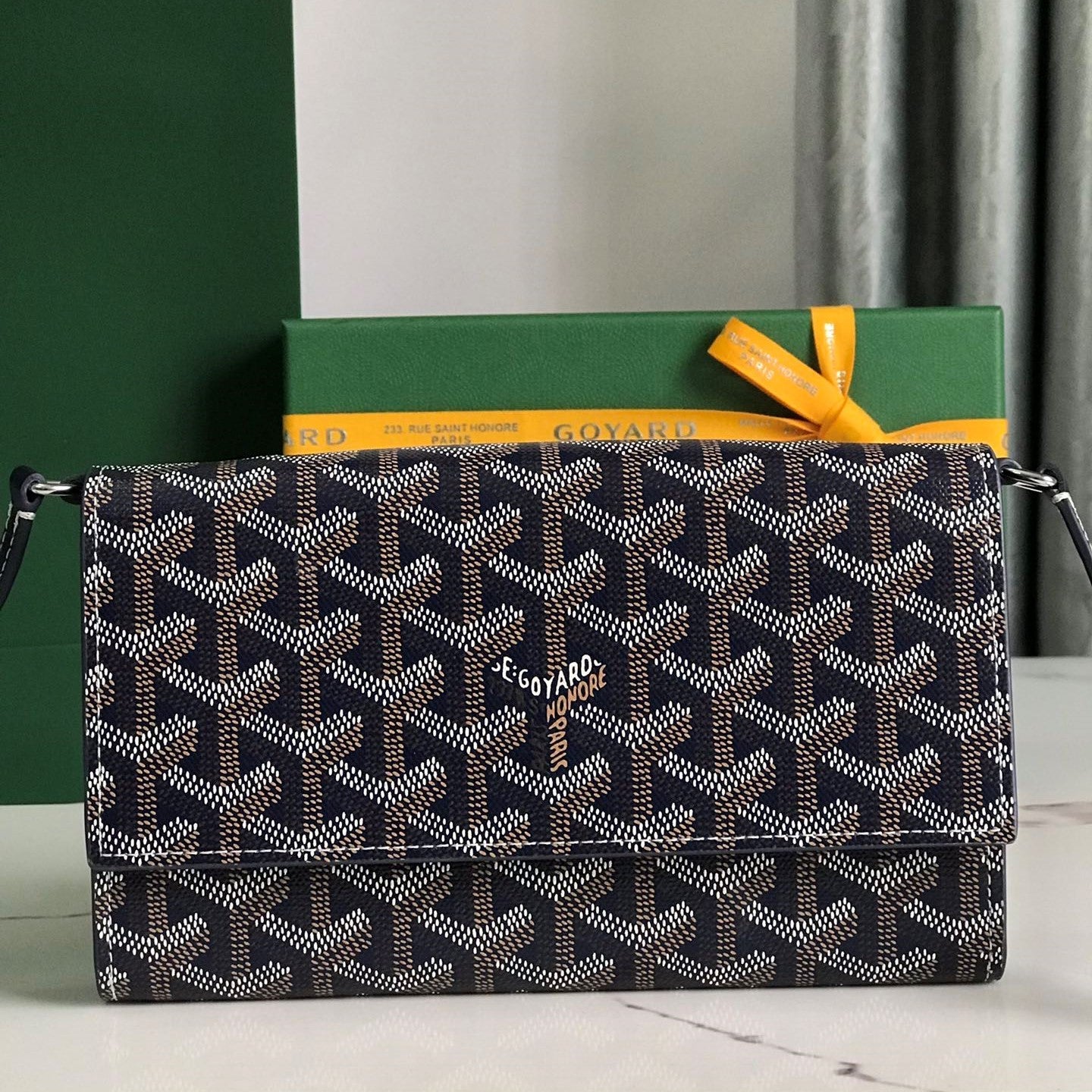 Goyard Varenne Continental Wallet 19cm Black Navy Blue Canvas & Calfskin