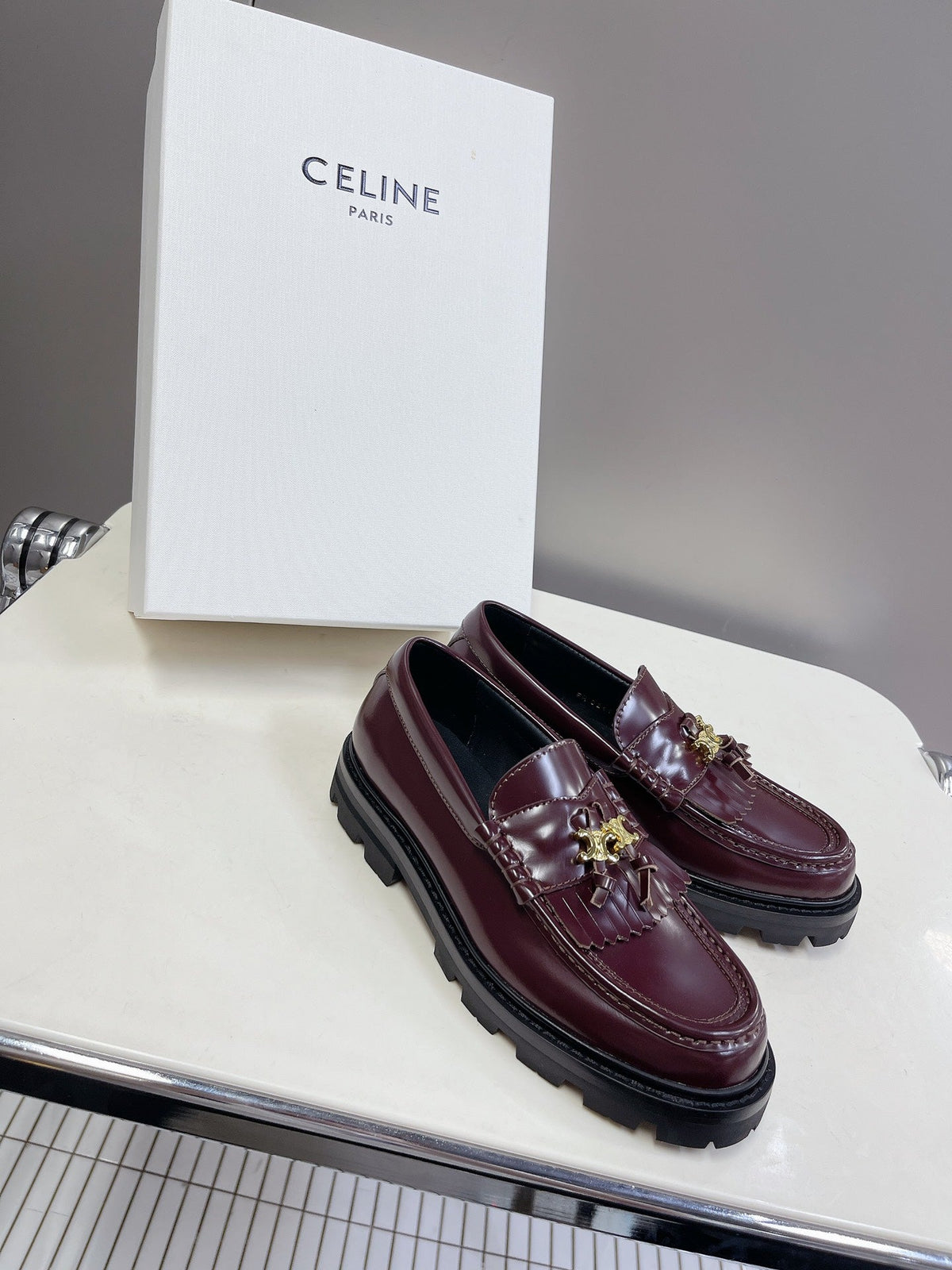 CE 26s Margaret Loafers 3.5cm Burgundy Leather 114188