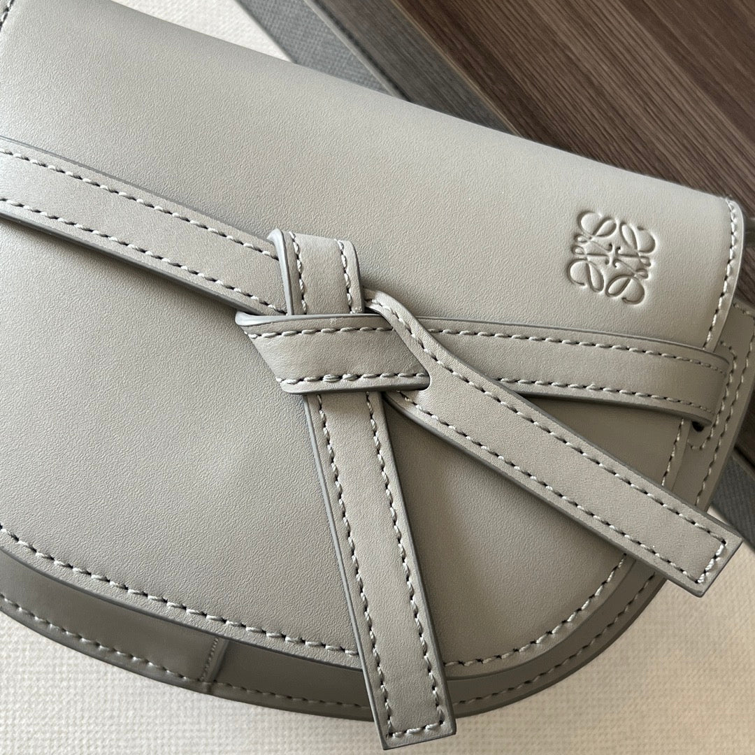 Mini Gate Dual bag in soft calfskin and jacquard grey smooth caflskin