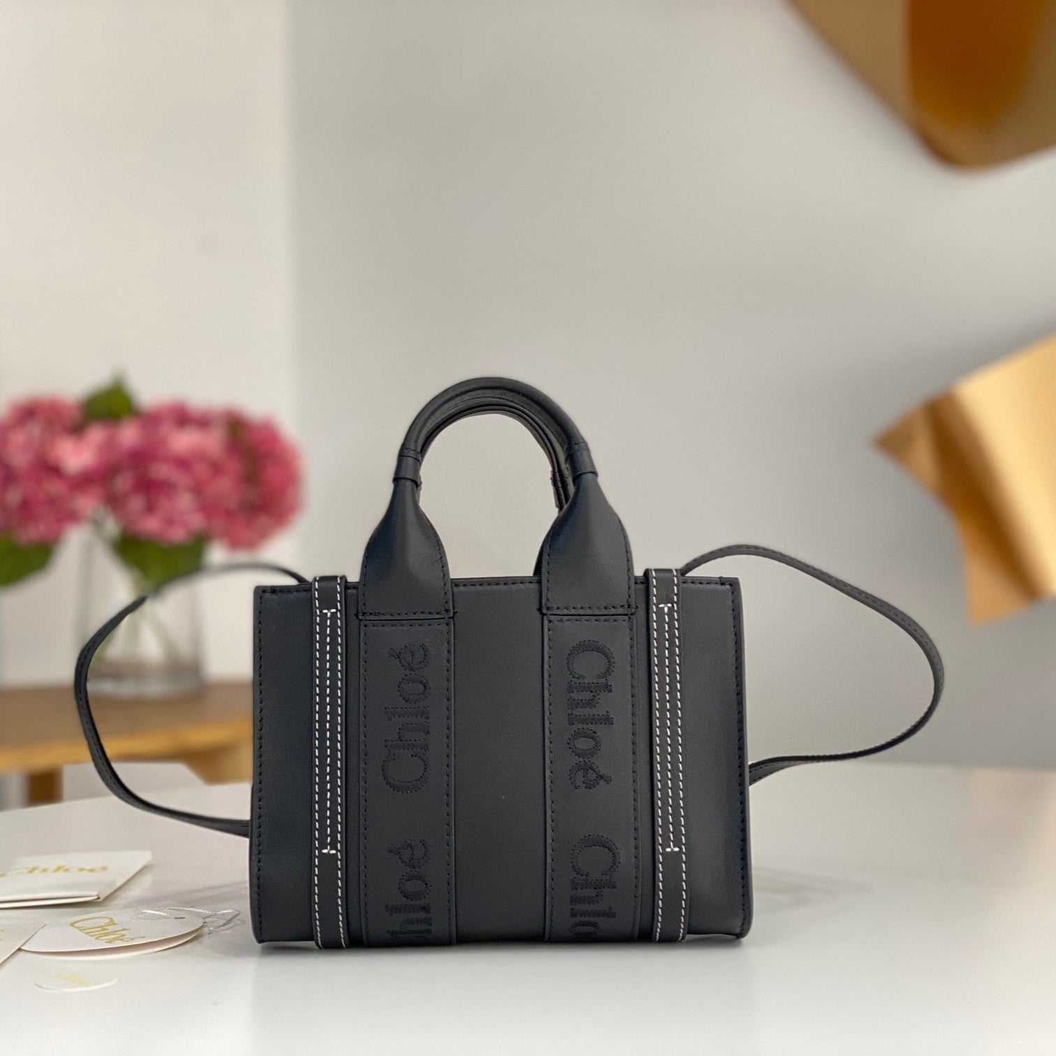 Chloé Woody small tote bag black 26cm calfskin 531235