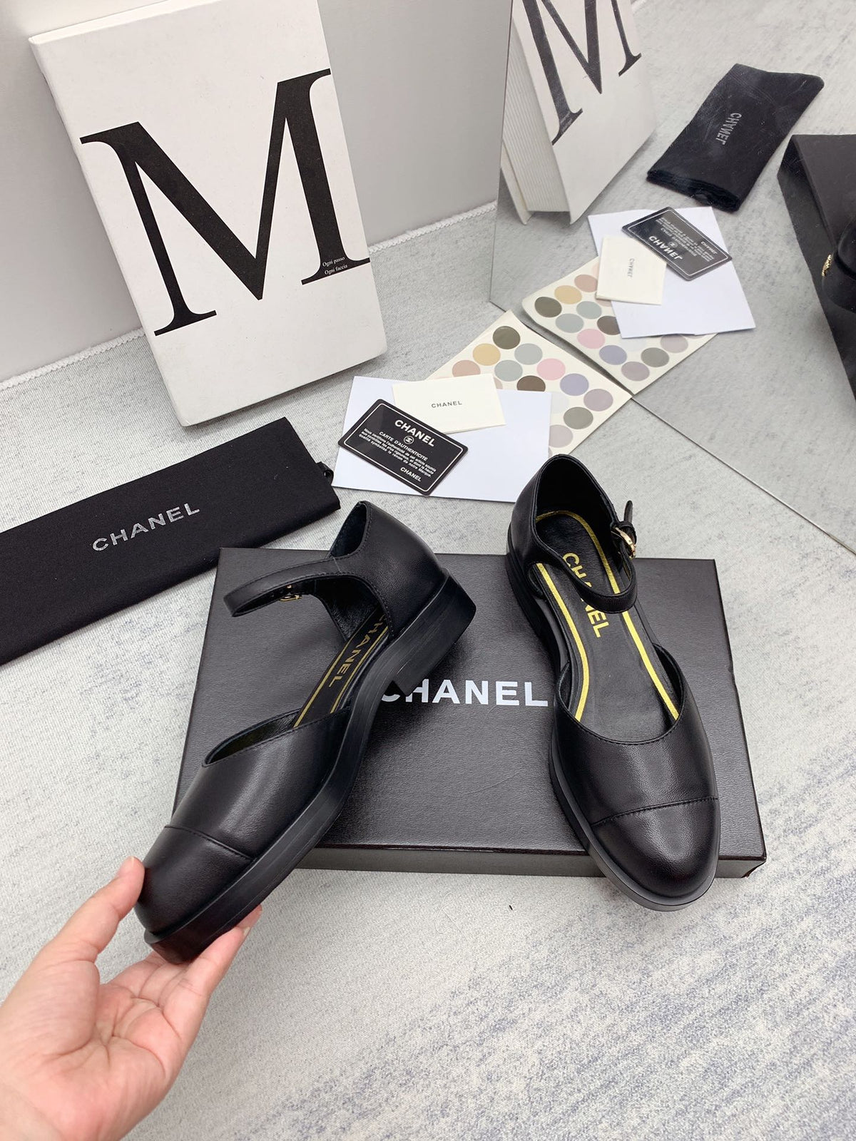 CC 26s Mary Janes Black Lambskin Grosgrain 159884