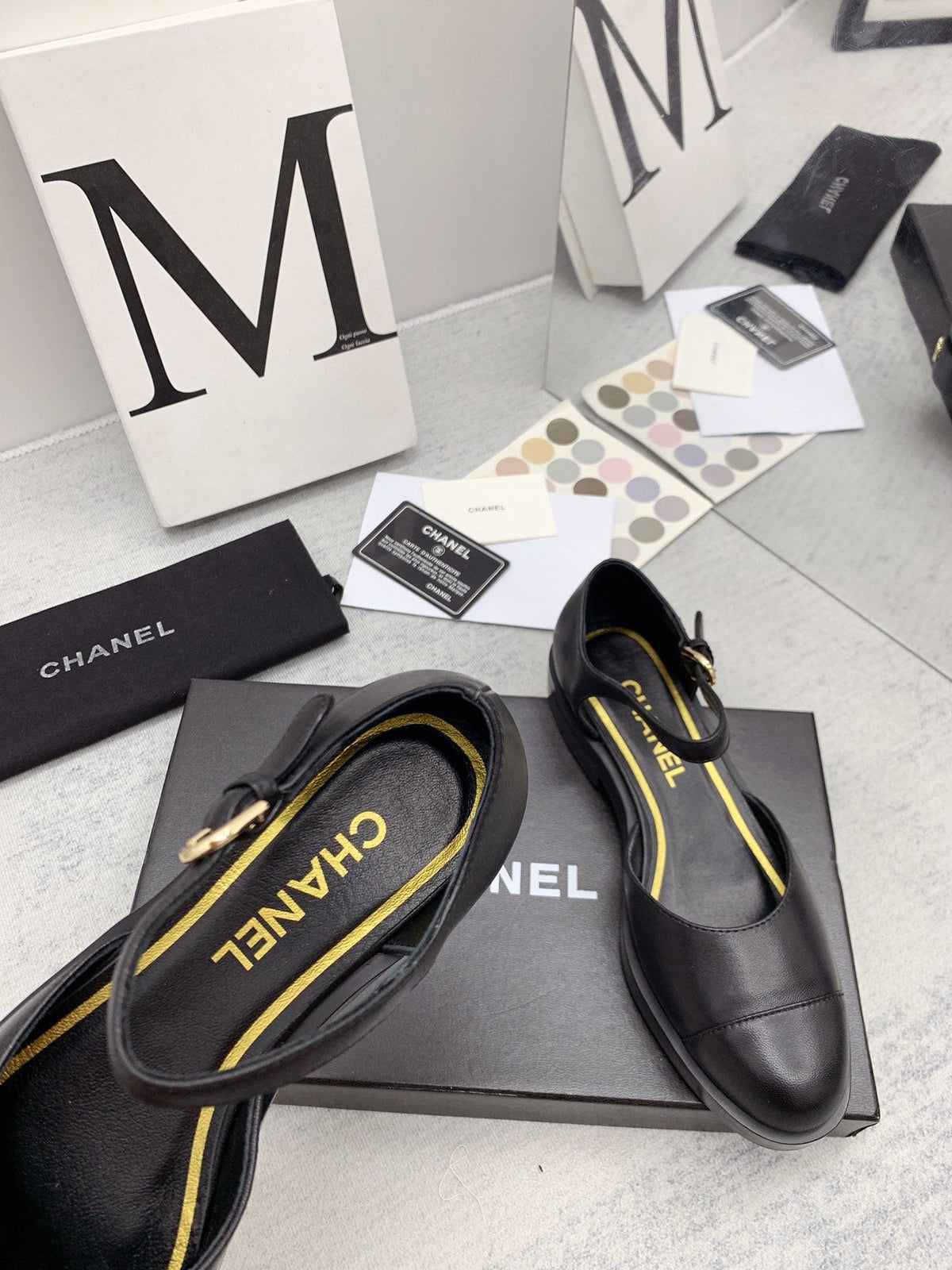 CC 26s Mary Janes Black Lambskin Grosgrain 159884