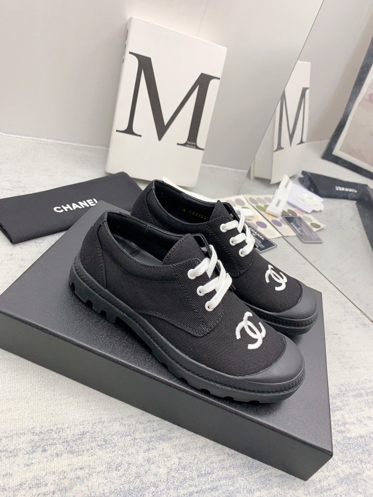 CC 26s Low Top Sneakers 2cm Black White Canvas 163690