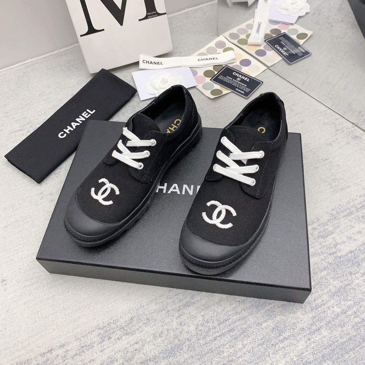 CC 26s Low Top Sneakers 2cm Black White Canvas 163690