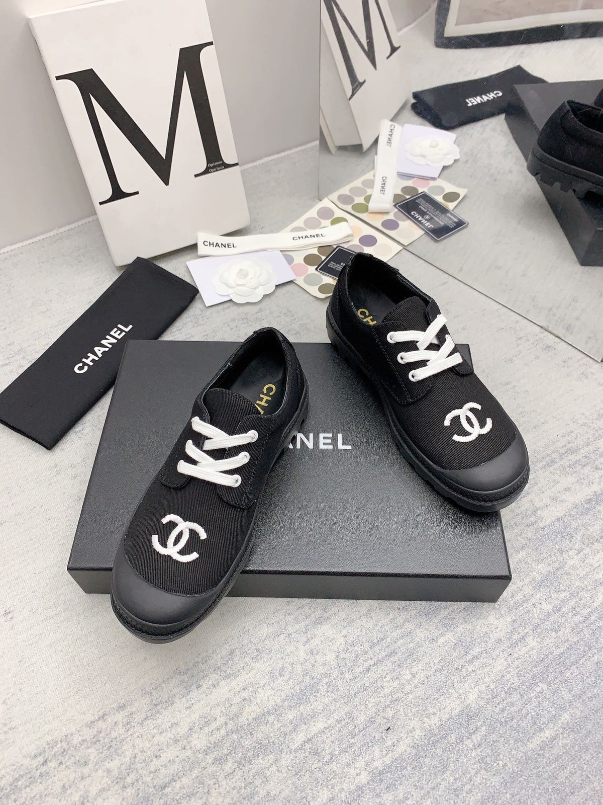 CC 26s Low Top Sneakers 2cm Black White Canvas 163690