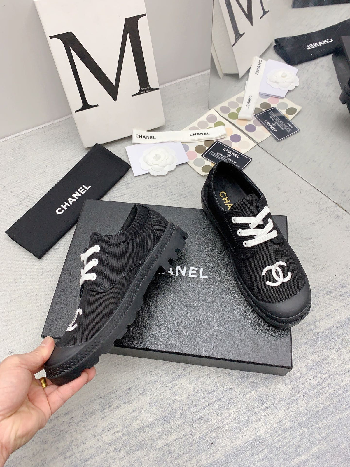 CC 26s Low Top Sneakers 2cm Black White Canvas 163690