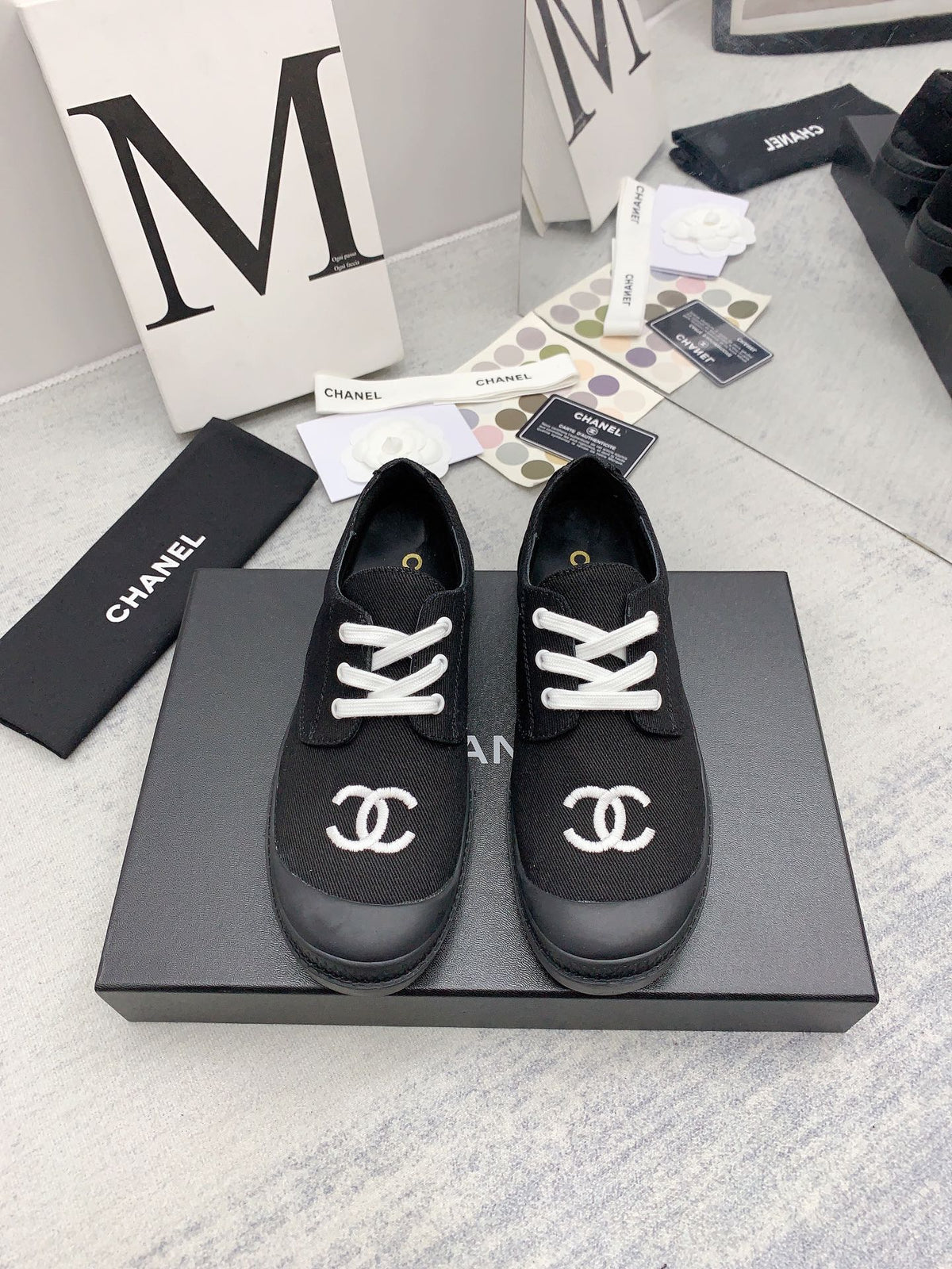 CC 26s Low Top Sneakers 2cm Black White Canvas 163690