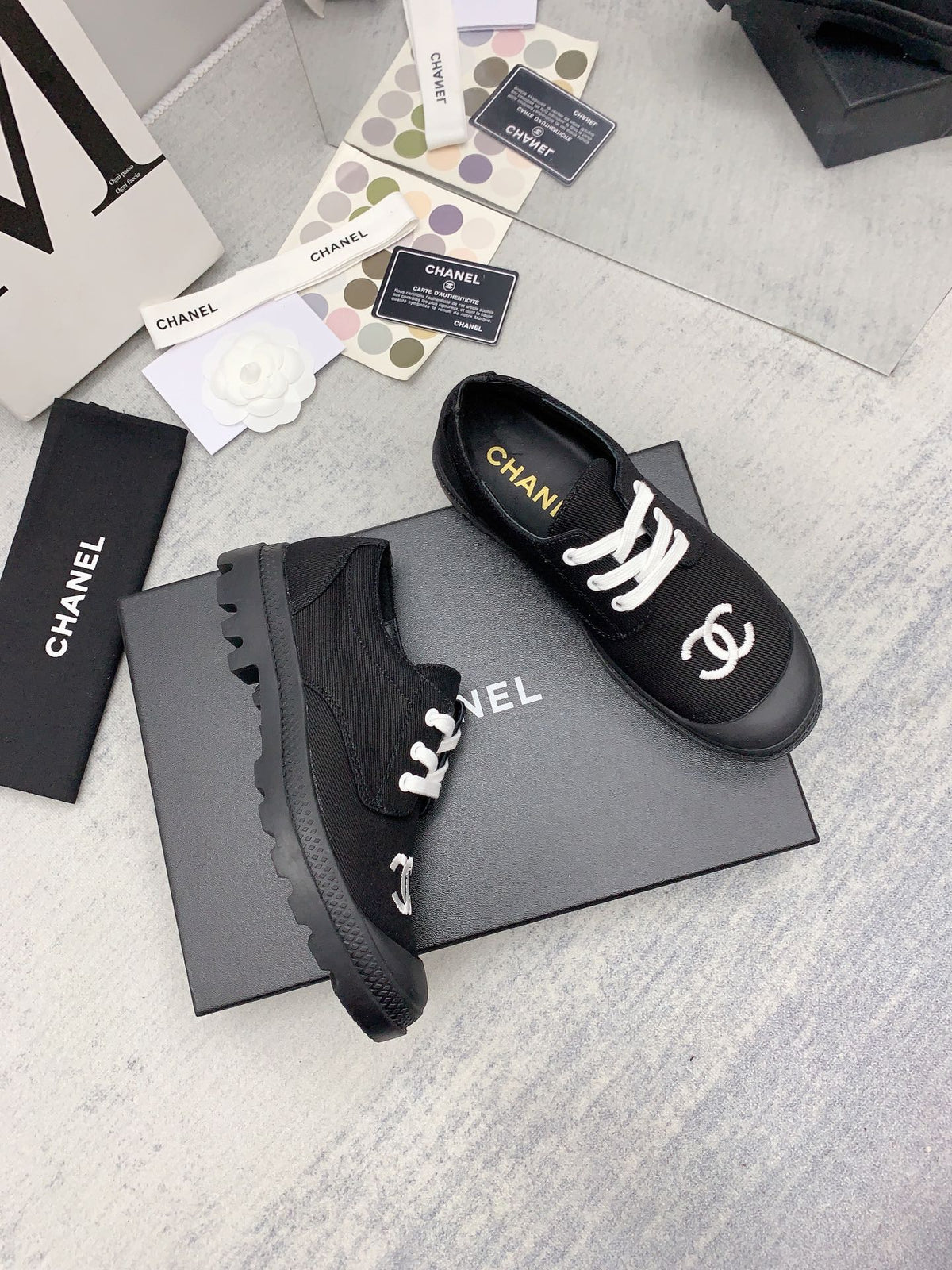 CC 26s Low Top Sneakers 2cm Black White Canvas 163690
