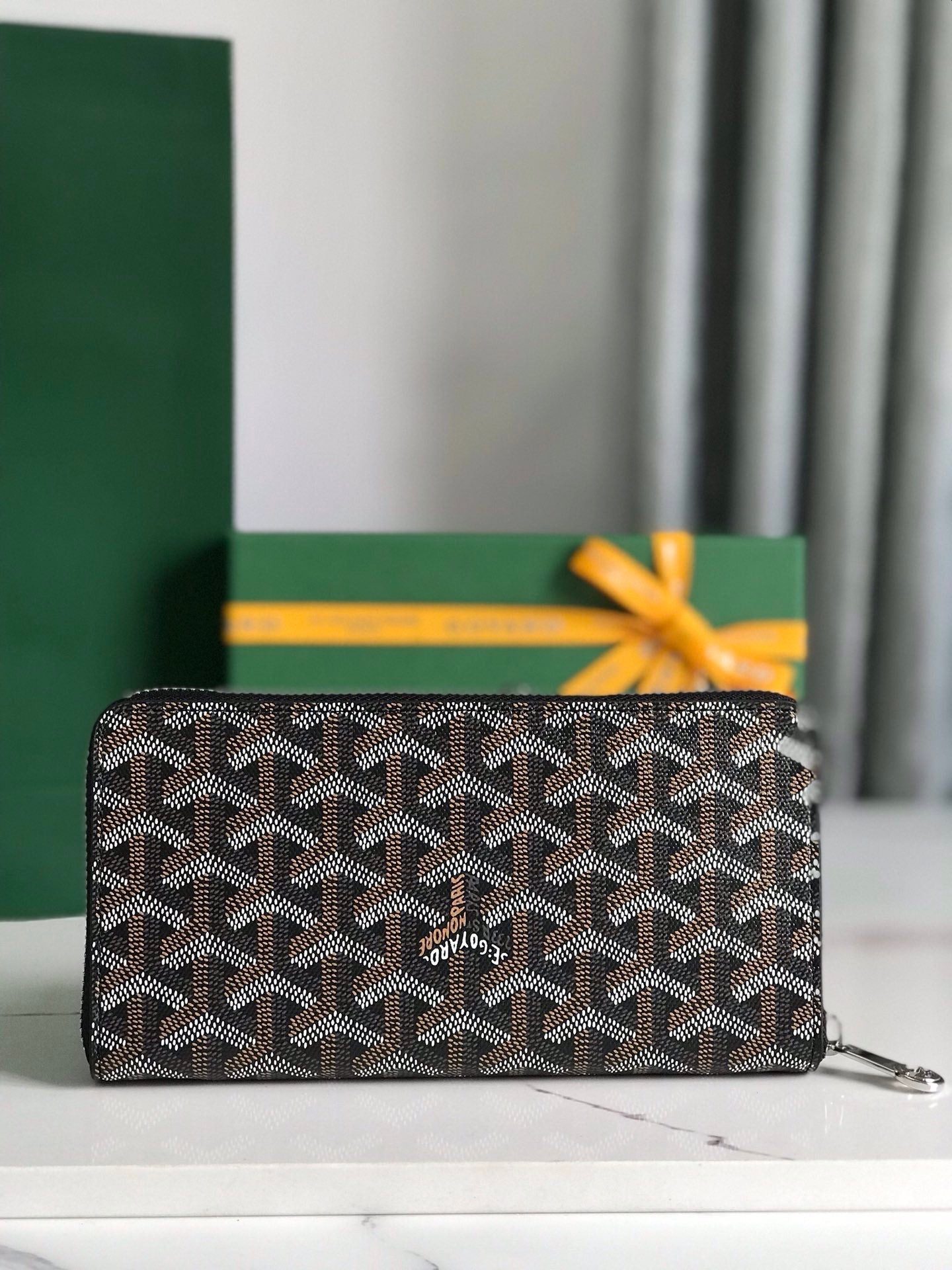 Goyard Matignon GM Wallet 20cm Black Canvas & Calfskin