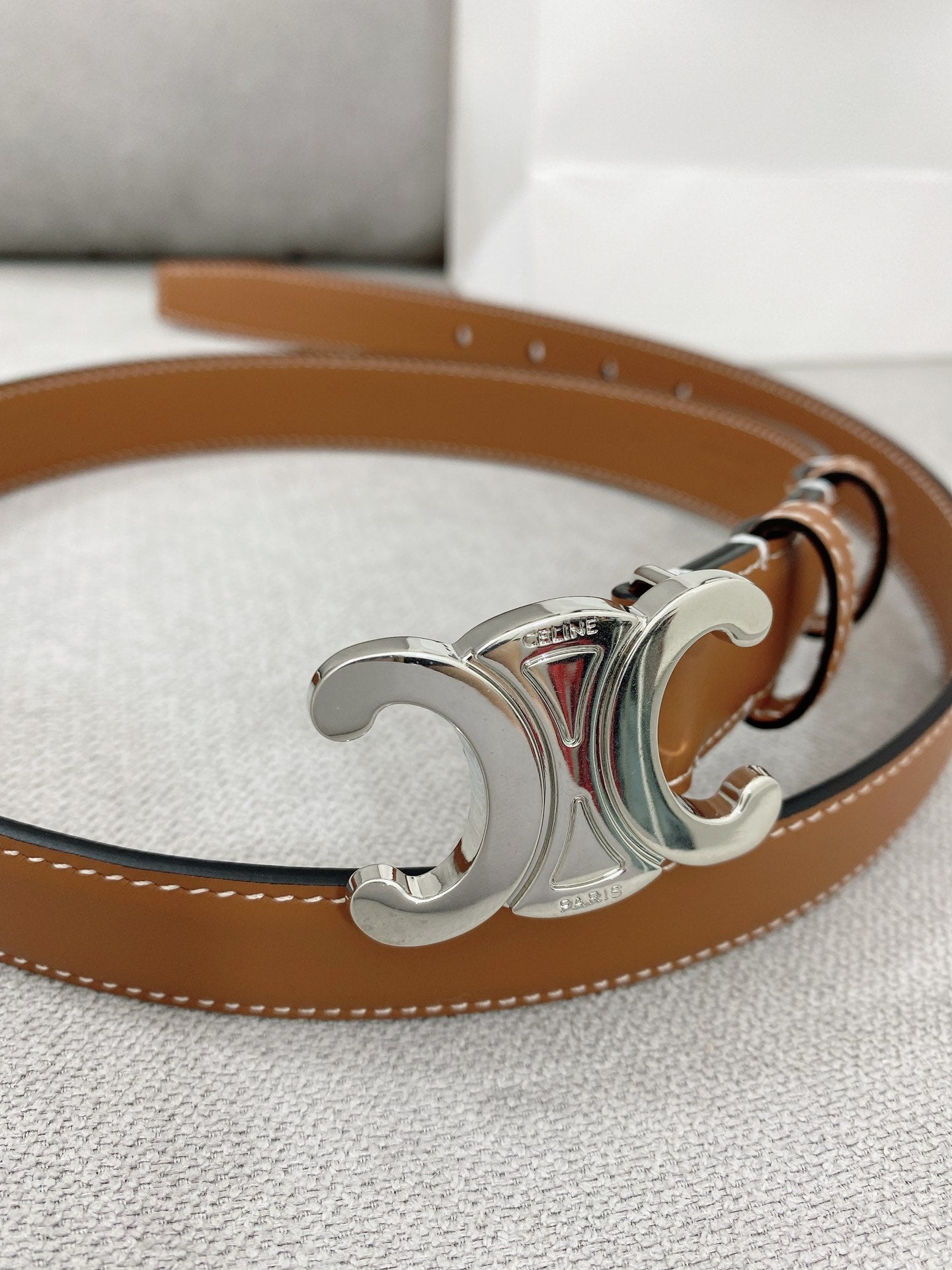 CL Sliver 25mm Triomphe Enamel Monogram Brown Calfskin 580678
