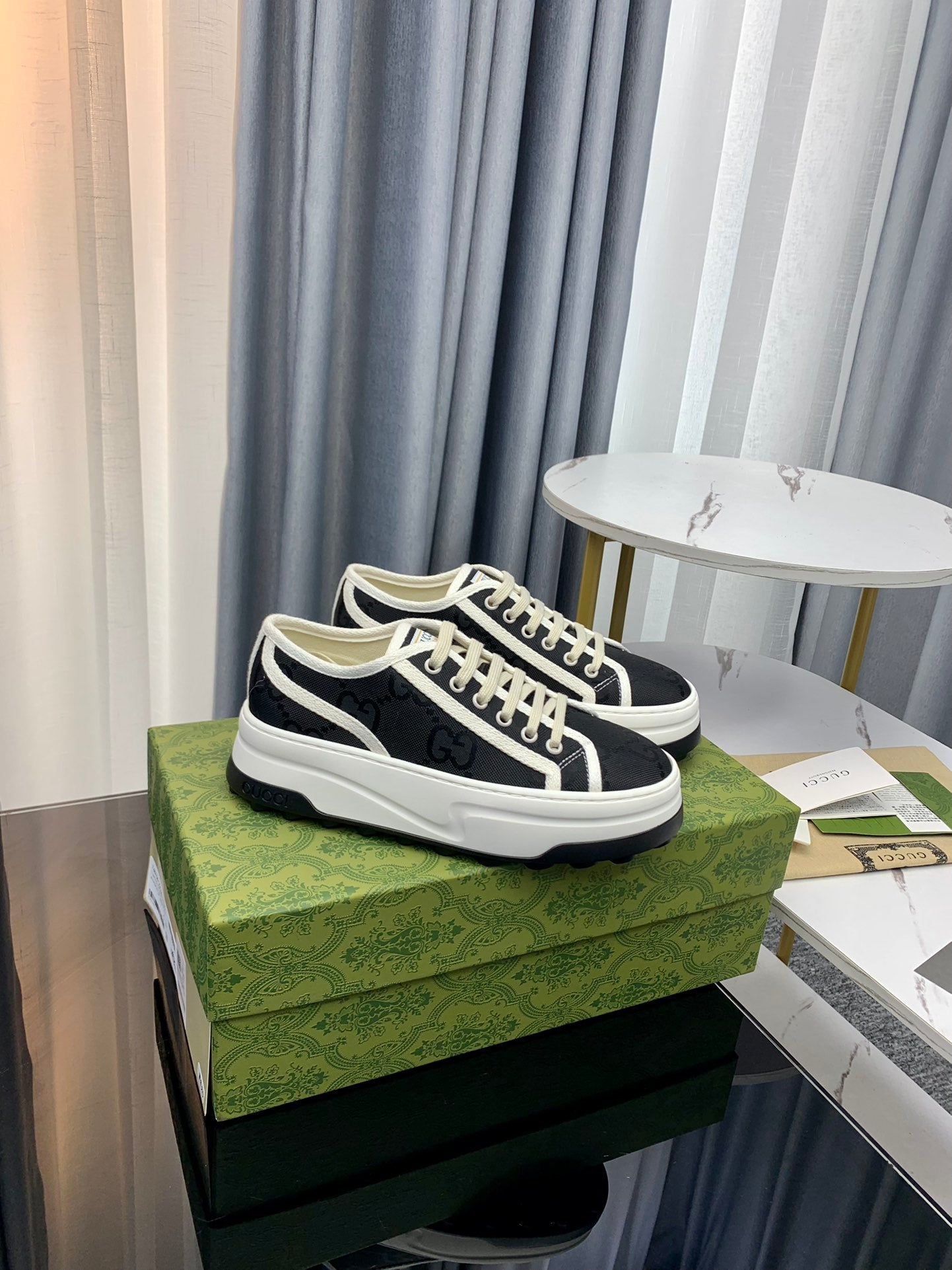 GG SNEAKER FLATFORM BLACK CANVAS