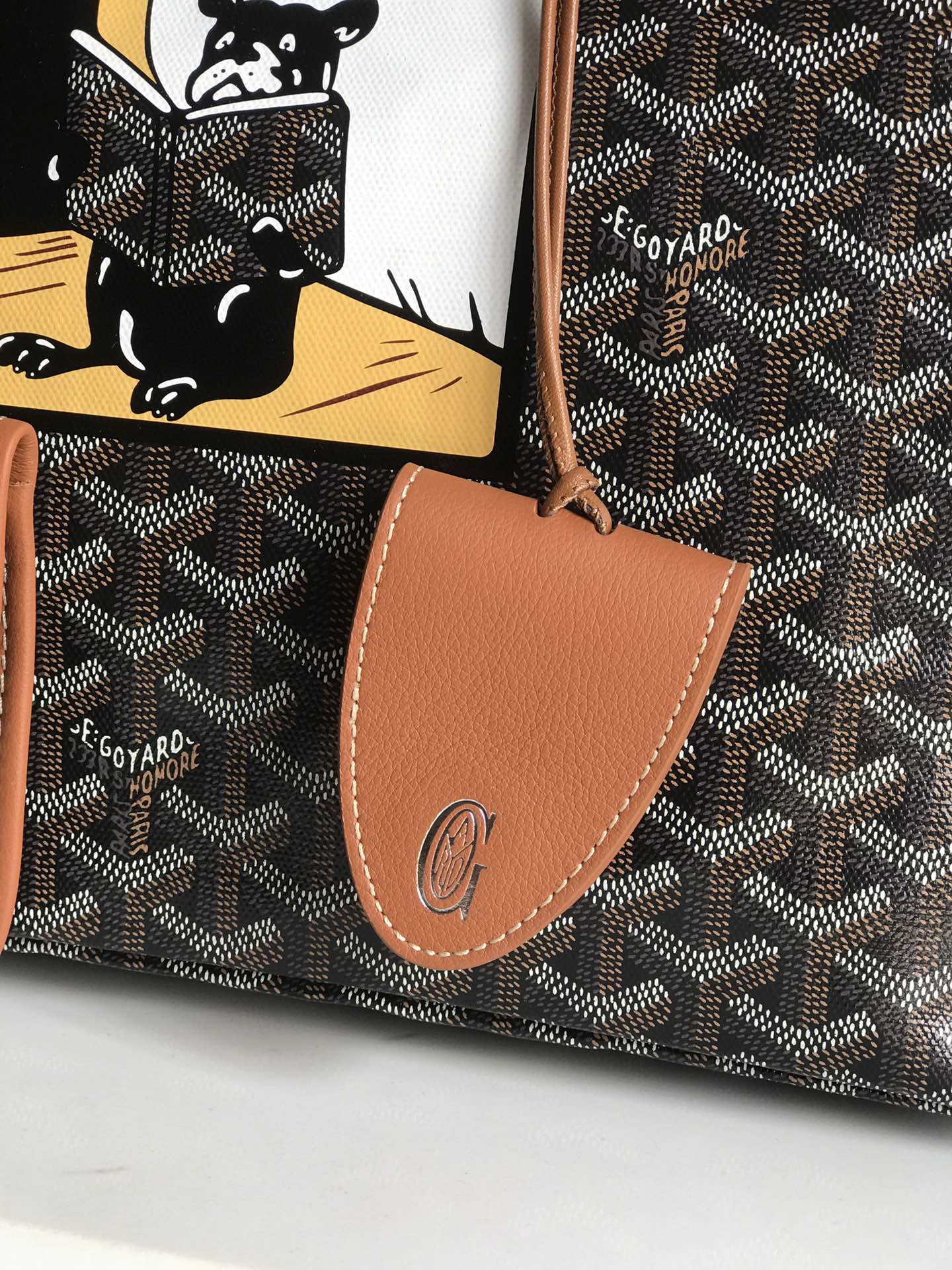 Goyard Hulot Saint Louis PM Bag 34cm Black Tan Canvas & Calfskin