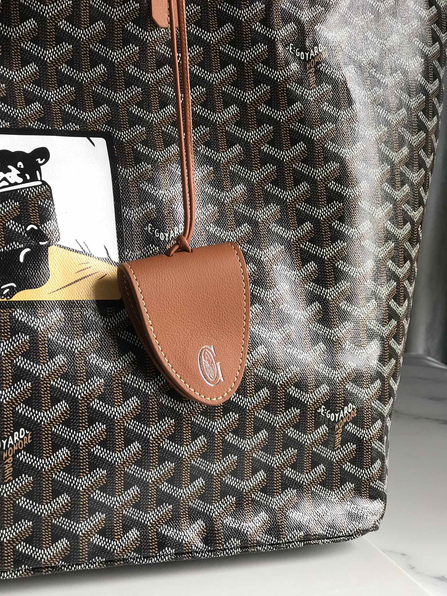 Goyard Hulot Saint Louis PM Bag 39cm Black Tan Canvas & Calfskin