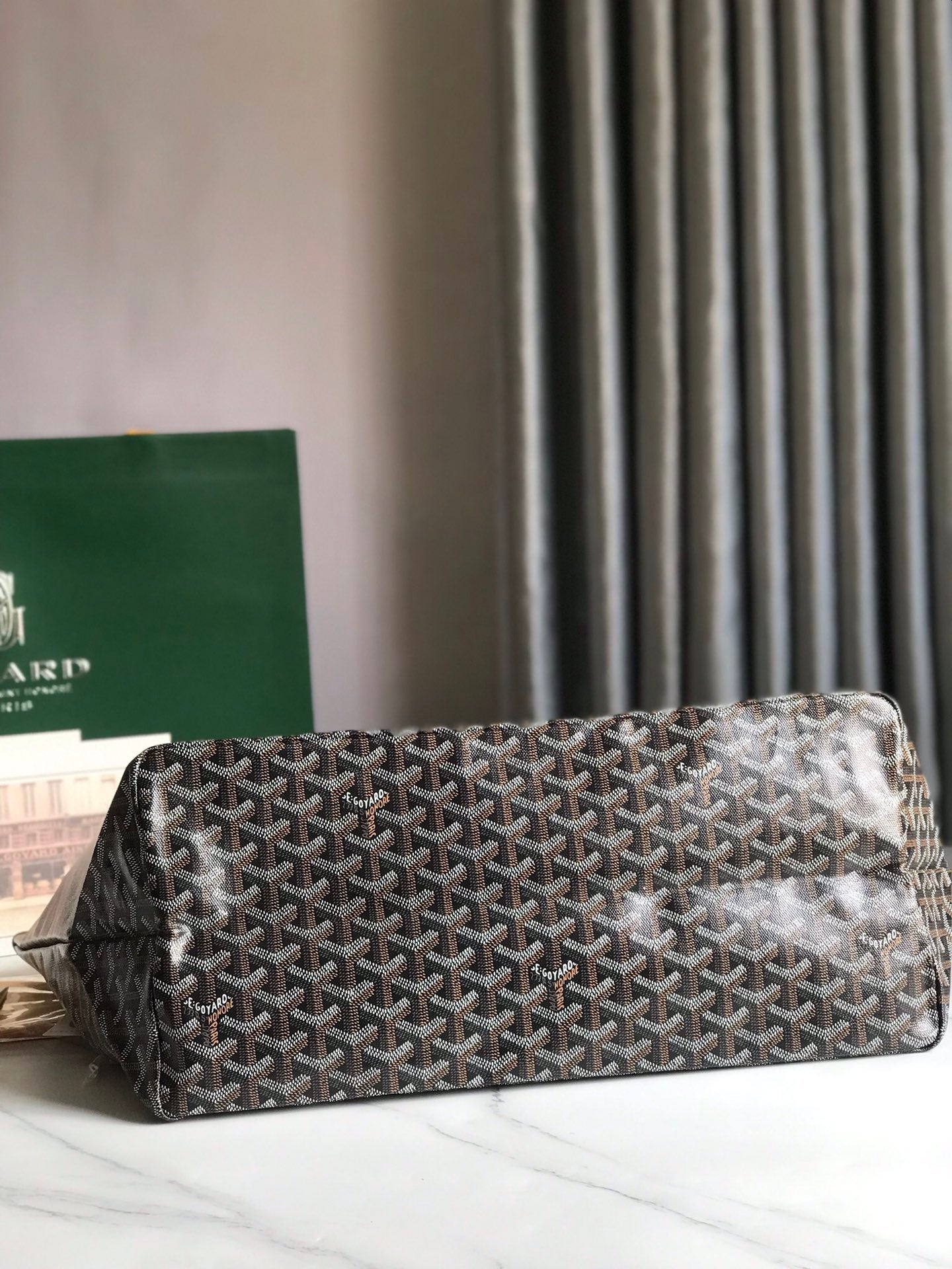 Goyard Hulot Saint Louis PM Bag 39cm Black Tan Canvas & Calfskin