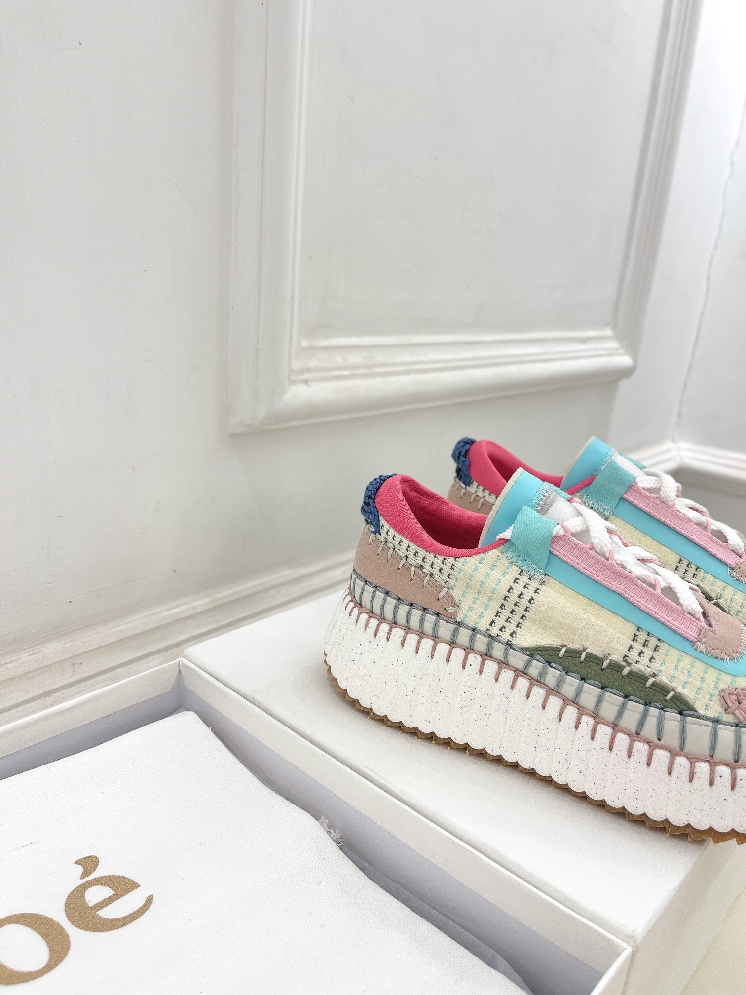 CHLOÉ NAMA SNEAKER IN COLORFUL SPECIAL FABRIC