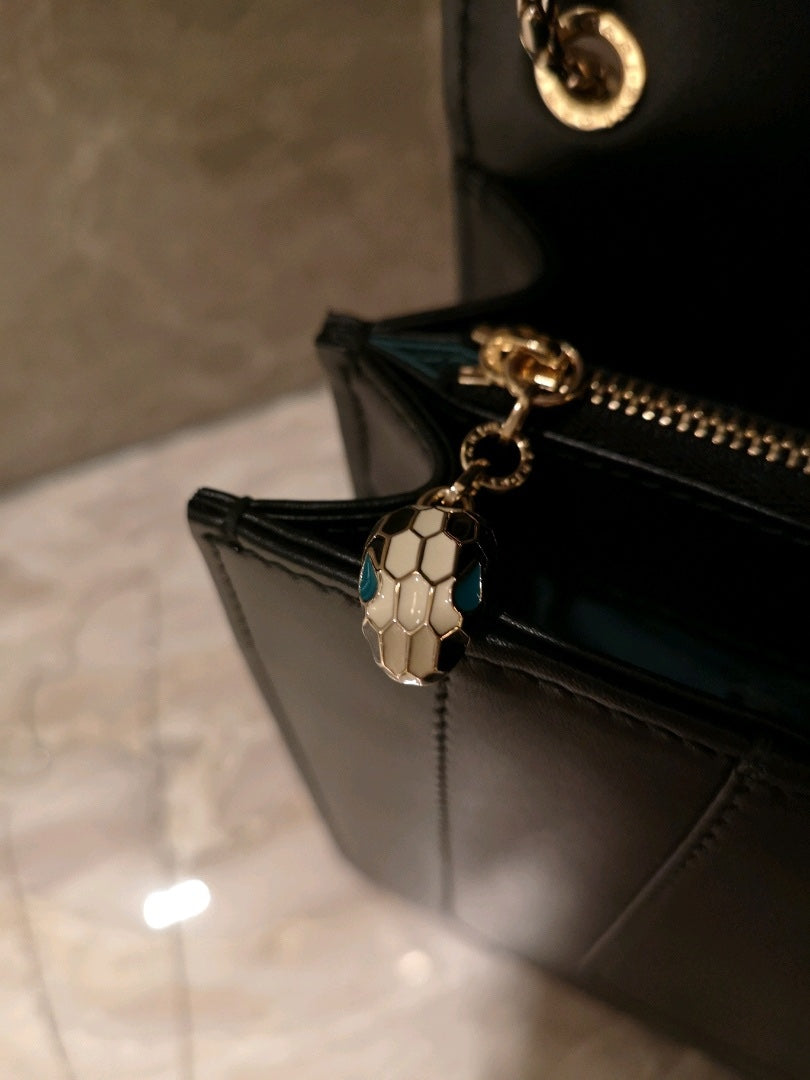 BVL Serpenti Forever Shoulder Bag 28cm Black Cowhide GHW 188653