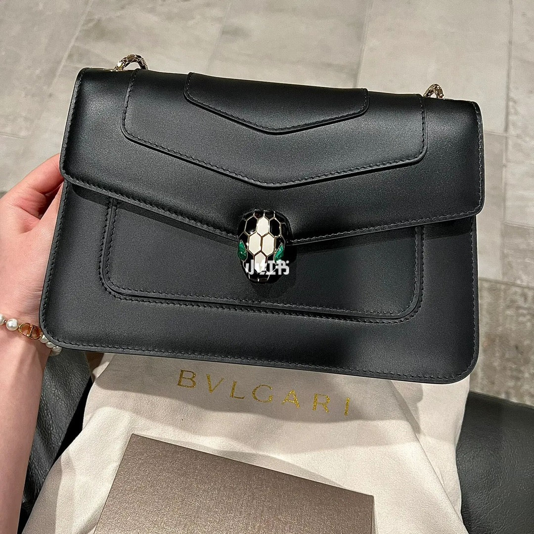 BVL Serpenti Forever Shoulder Bag 25cm Black Cowhide GHW 188655