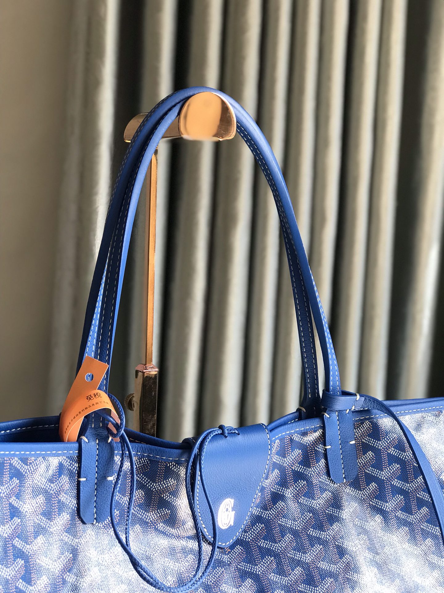 Goyard Anjou GM Bag 39cm Blue Calfskin Goyardine Canvas 290820