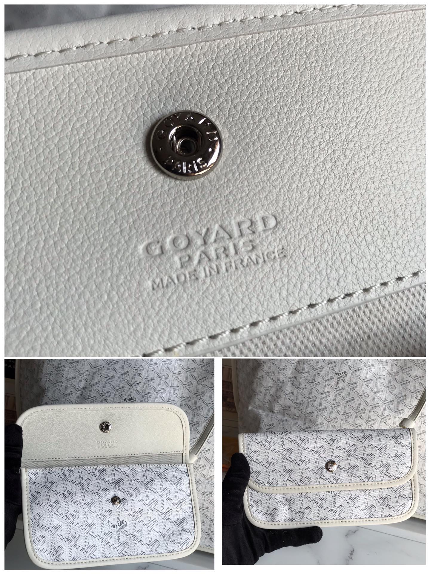 Goyard Anjou GM Bag 39cm White Calfskin Goyardine Canvas 290818
