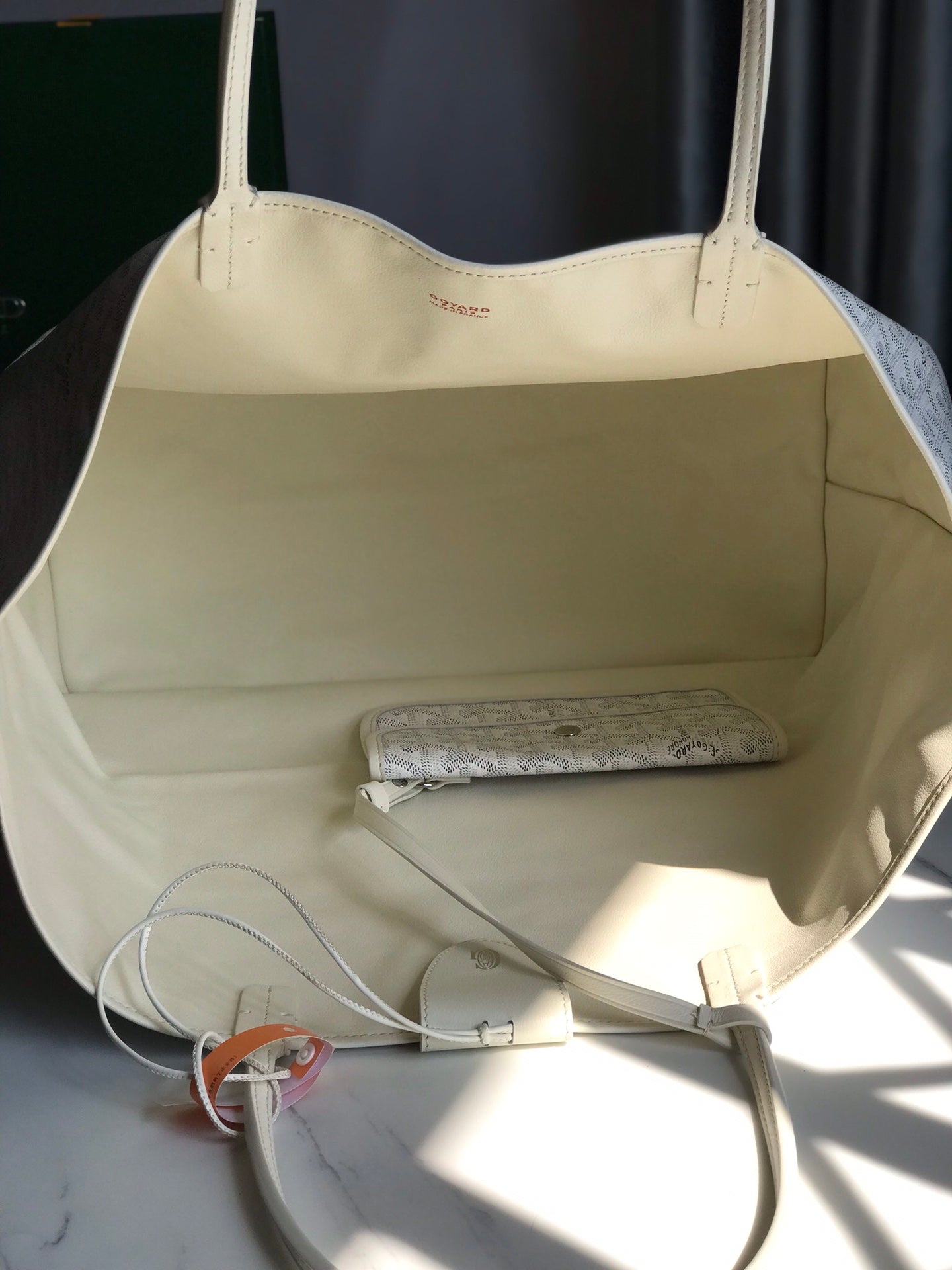 Goyard Anjou GM Bag 39cm White Calfskin Goyardine Canvas 290818