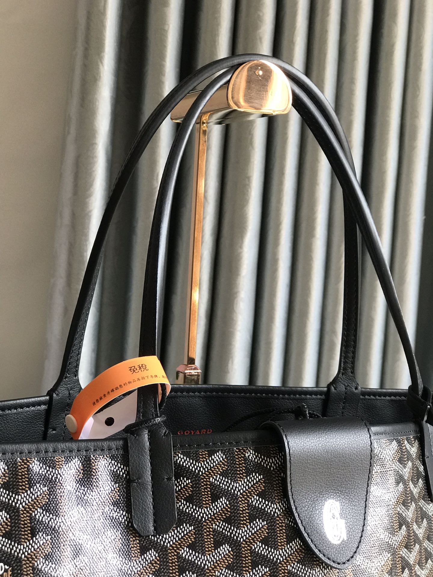 Goyard Anjou GM Bag 39cm Black Calfskin Goyardine Canvas 290817