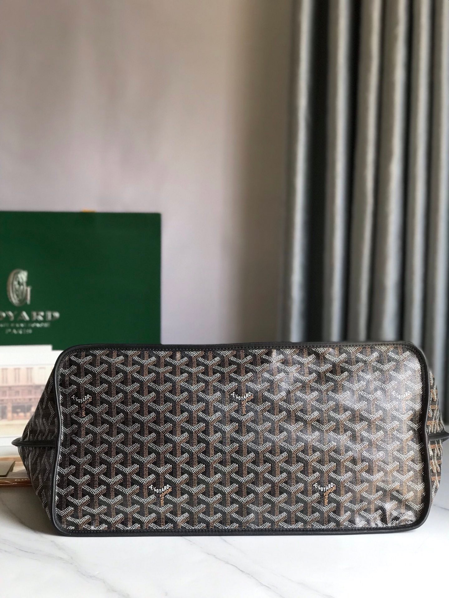 Goyard Anjou GM Bag 39cm Black Calfskin Goyardine Canvas 290817