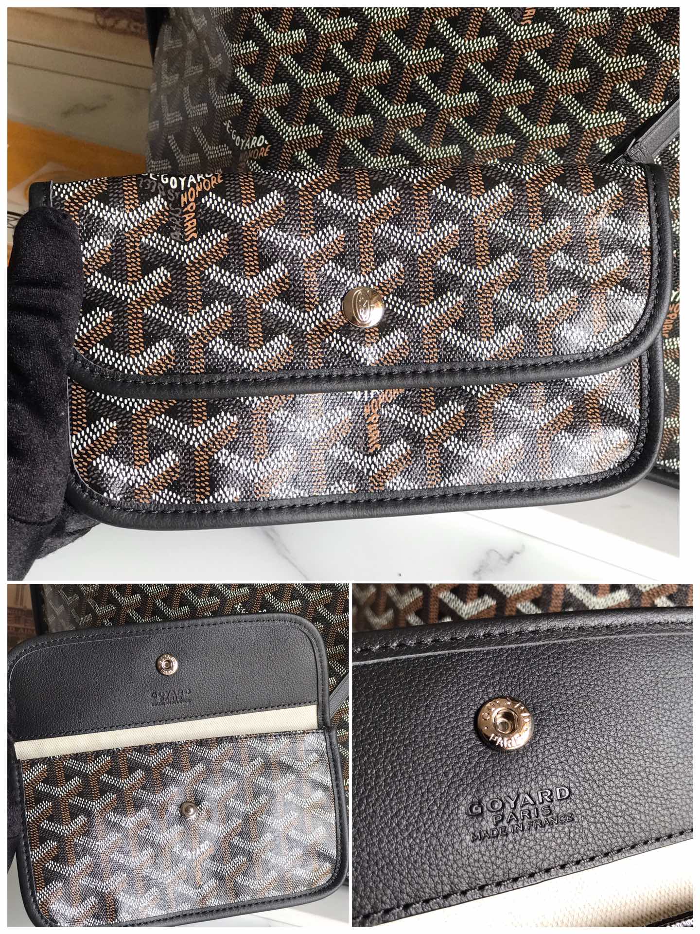 Goyard Anjou GM Bag 39cm Black Calfskin Goyardine Canvas 290817